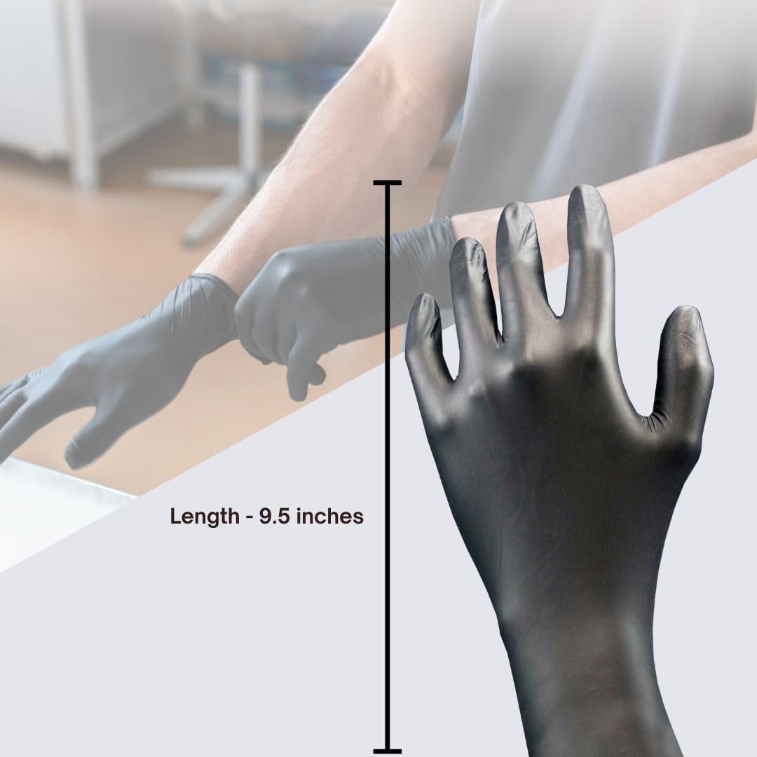 Zircon Black Nitrile Exam Gloves - 1000 Count, Fentanyl & Chemotherapy Resistant, Disposable Medical Gloves for Healthcare, Tattoo, Cleaning & Food Handling