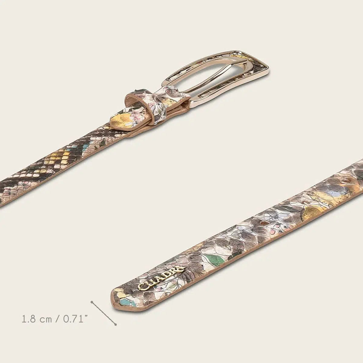 CDA21PI Cuadra Grey Casual Python Belt for Women - Stylish & Trendy Accessory for Everyday Wear, Office & Outfits