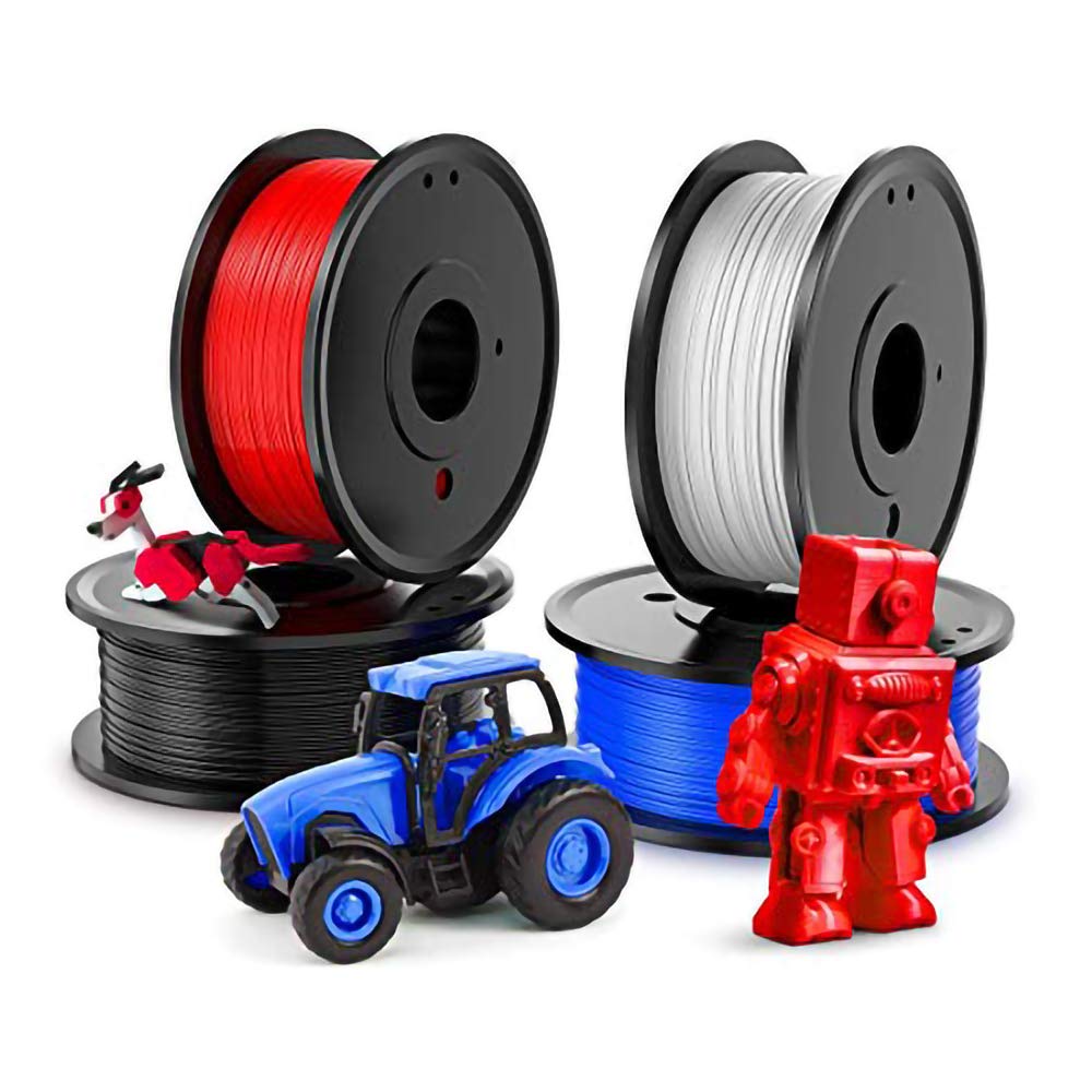 Premium PLA Filament 1.75mm for 3D Printing - 4kg (8.8lb) Spool - Compatible with 3D Printers & Pens - Vibrant Colors (Blue, Red, White, Black) - Ideal for DIY Projects, Prototyping & Creative Designs