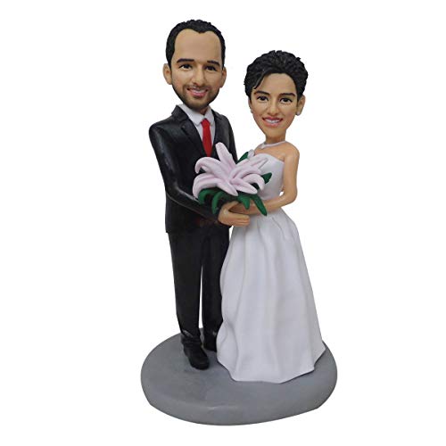 Custom Mini Wax Figure Wedding Cake Topper - Handmade Bride & Groom Doll for Weddings, Anniversaries & Special Occasions | Unique Personalized Gift Idea for Couples