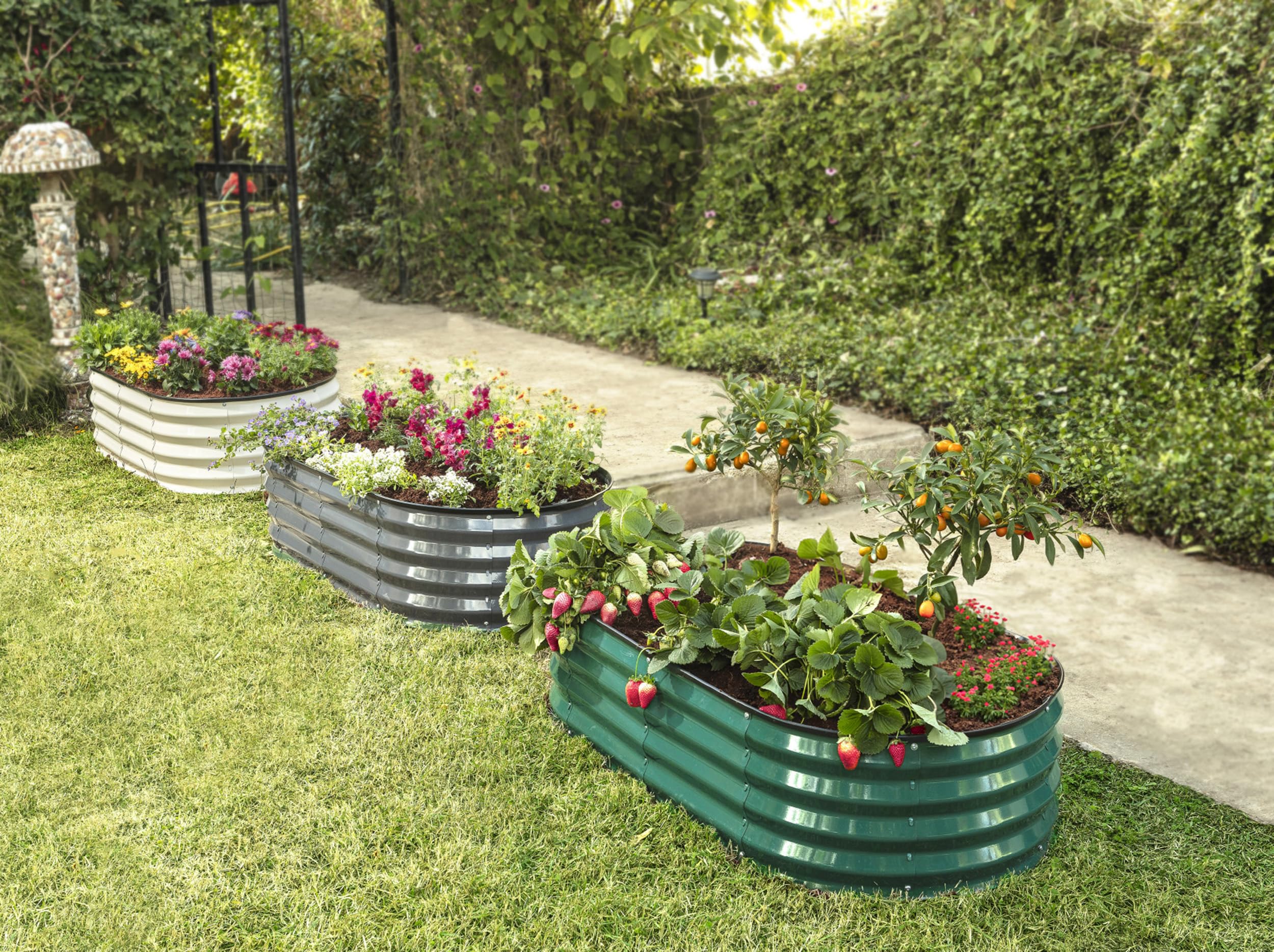 Galvanized Raised Garden Beds Outdoor - 4×2×1 ft (2-Pack) Metal Planter Box for Vegetables, Flowers & Herbs - Dark Green Patented Tool-Free Design - Perfect for Backyard, Patio & Urban Gardening