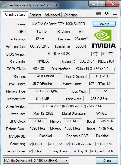 GeForce GTX 1660 Super 6GB GDDR6 192-bit PCIe 3.0 Gaming Graphics Card - Dual Freeze Fans, HDMI/DP/DVI Ports, 4K & 8K Support - Perfect for PC Gaming, Video Editing & 3D Rendering