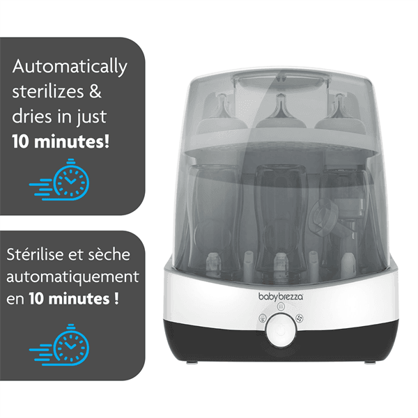 Baby Brezza Superfast Baby Bottle Sterilizer and Dryer - Quick Sanitizing & Drying for Pacifiers, Breast Pump Parts & Baby Accessories | Perfect for Nursery, Travel & Daily Use