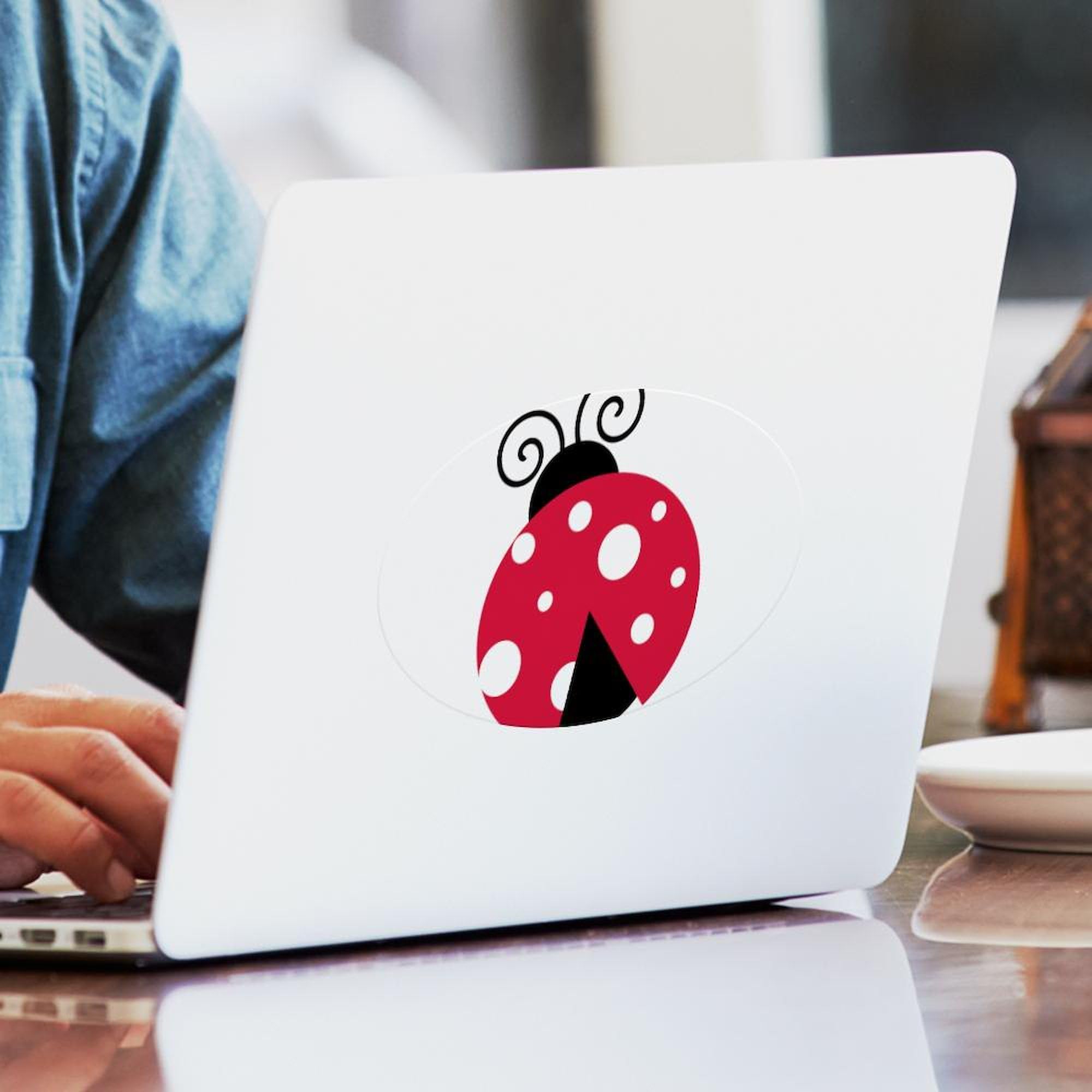 Large Ladybug Car Bumper Sticker - Oval Decal for Cars & Laptops