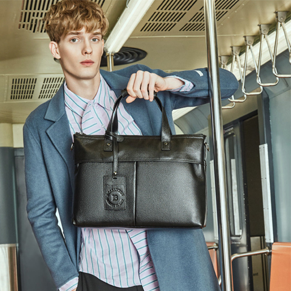 Morgan Genuine Leather Business Briefcase for Men & Women - 15.6 Inch Laptop Bag with Multiple Pockets - Perfect for Office, Travel & Business Meetings