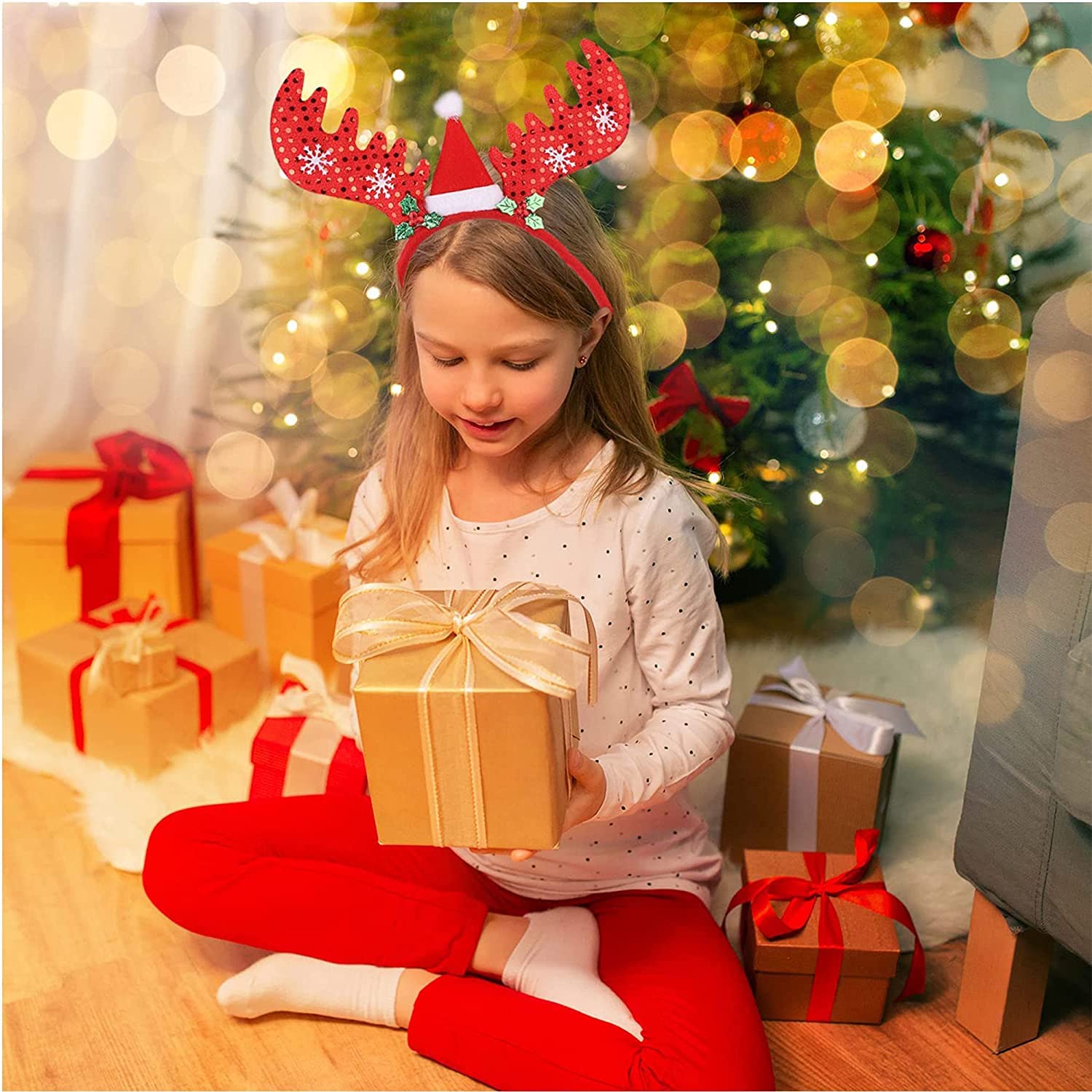 Cute Christmas Headbands for Kids - Santa Snowman Tree Hair Hoops & Hair Accessories (12 Pack) - Perfect for Xmas Parties, Holiday Photos & Festive Dress Up