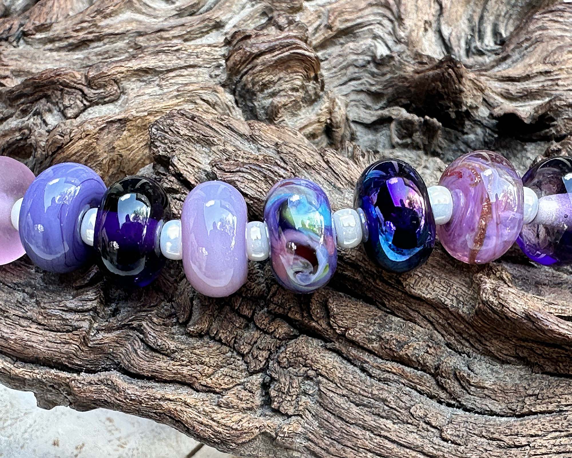 18-Piece Majestic Purple Lampwork Glass Beads Set for Jewelry Making - DIY Necklace, Bracelet, Earrings Crafting Supplies - Perfect for Beaders & Artisans