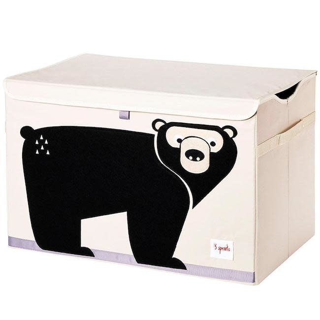 3 Sprouts Toy Storage Bin - Cute Bear Design Organizer for Kids' Room, Nursery, or Playroom | Durable Fabric Toy Box for Stuffed Animals, Books, and Toys