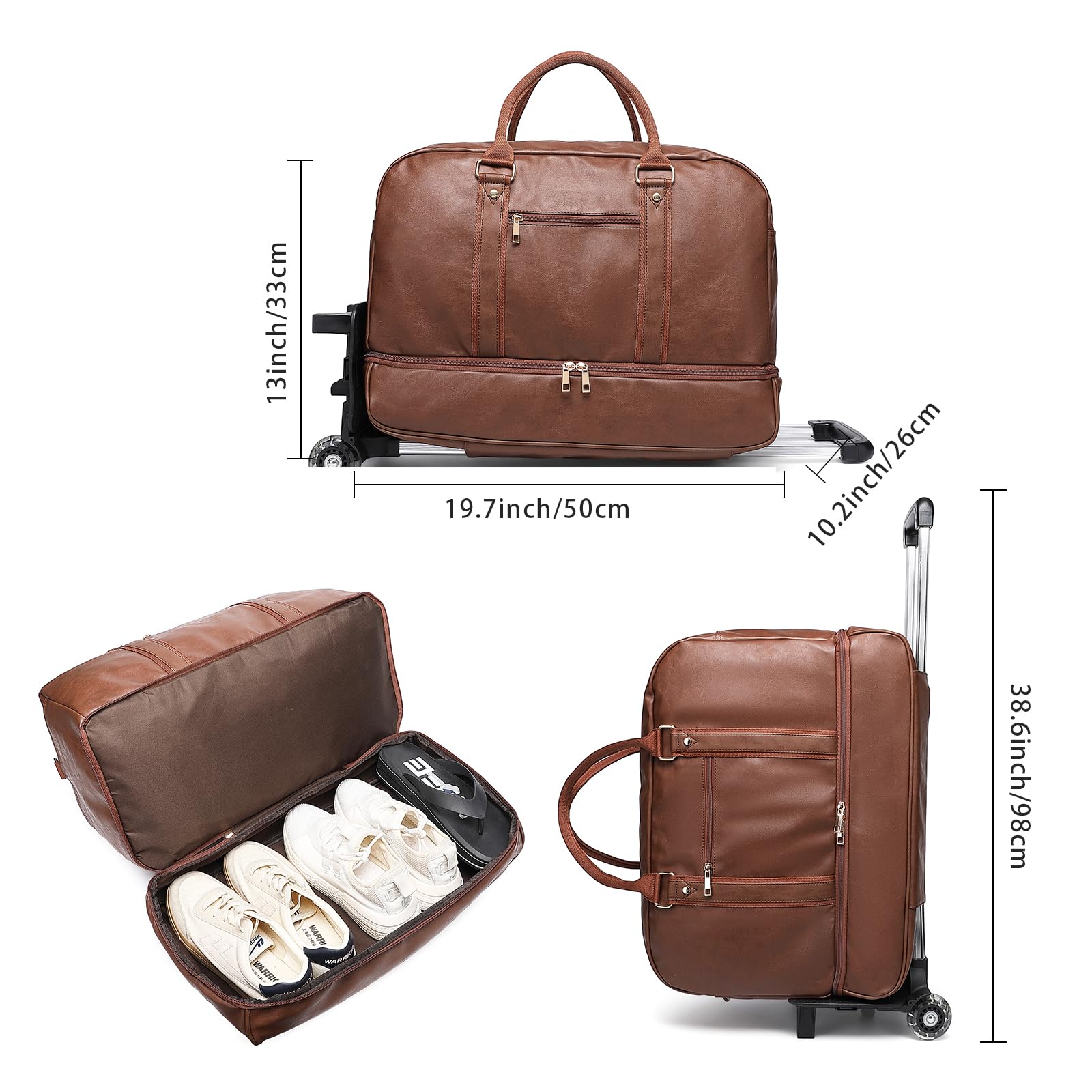 Seyfocnia Rolling Duffle Bag with Wheels - Waterproof Travel Duffel Bag for Women & Men, Carry On Luggage with Wheels, Wheeled Overnight Weekender Bag for Gym, Business Trips, Camping & Air Travel