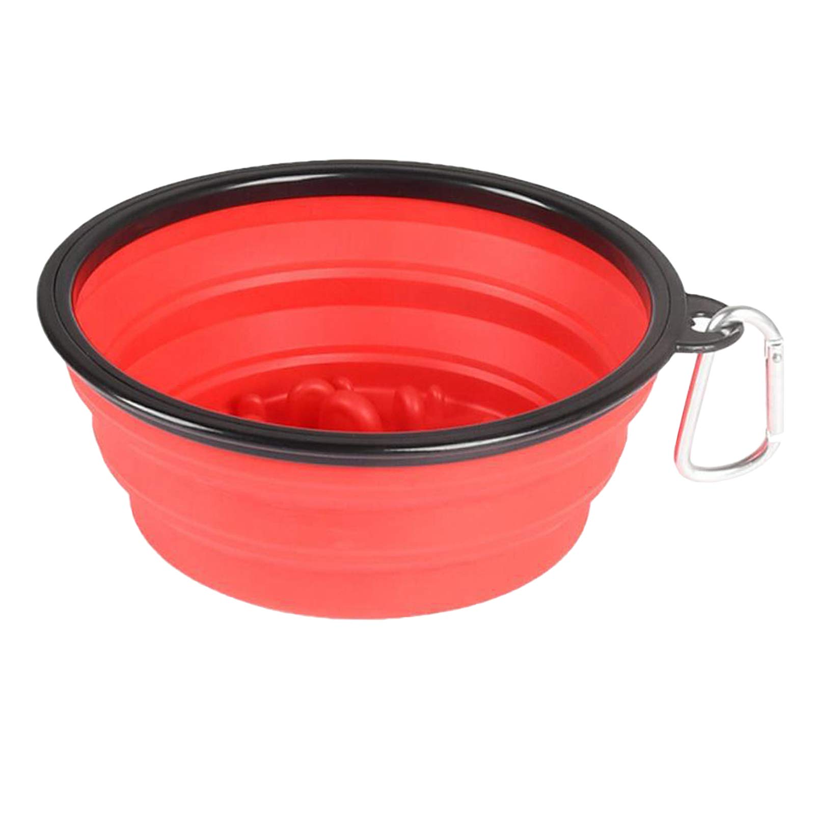 Slow Feeder Dog Bowl Collapsible Pet Food Dish - Anti-Gulping Cat Water Bowl for Fast Eaters - Portable Travel Feeding Solution for Dogs & Cats at Home or Outdoors