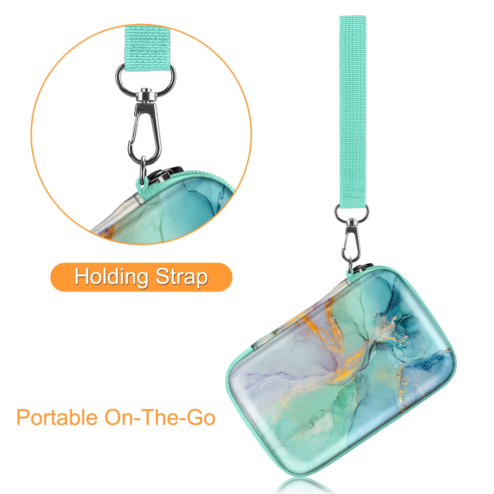 Fintie Shockproof Hard Shell Carrying Case for Fujifilm Instax Mini Link 3/2, HP Sprocket Select/Plus, Canon Ivy CLIQ 2/CLIQ+2 Instant Photo Printers - Emerald Marble Design | Perfect for Travel, Parties & Photo Storage