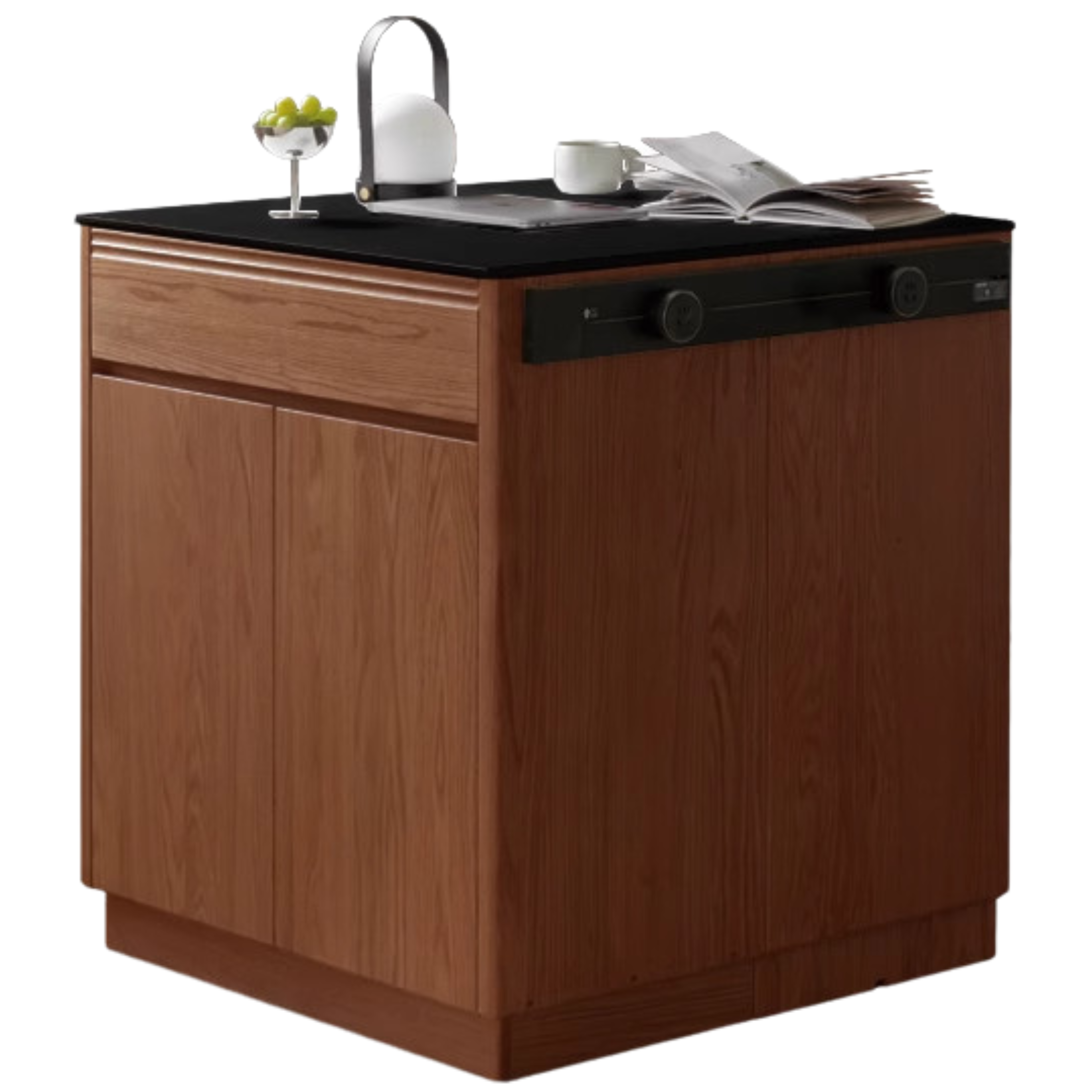 Solid Oak Wood Rock Plate Island - Multi-Functional Dining Sideboard for Kitchen, Dining Room & Living Room Storage