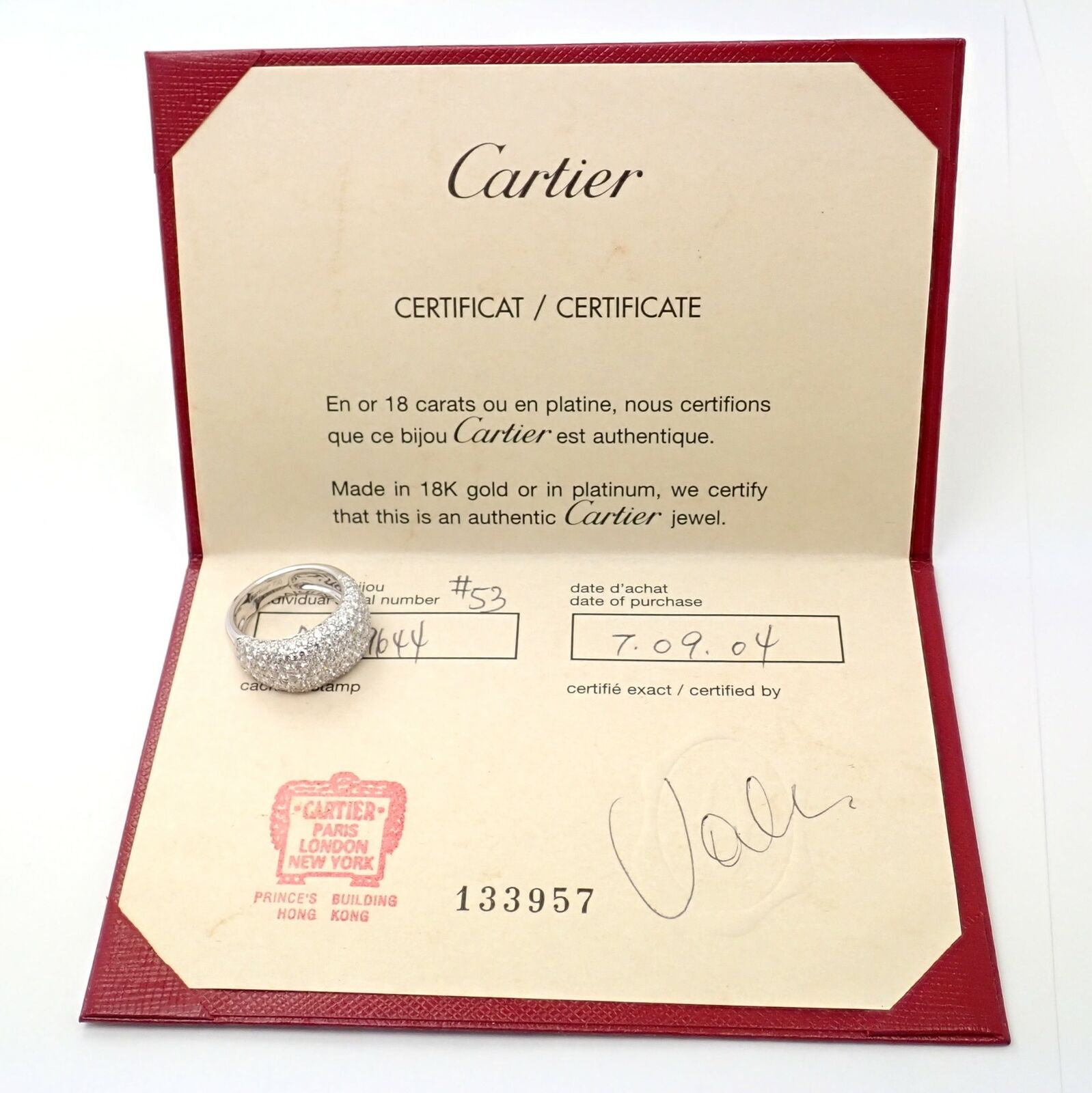 Authentic Cartier 18K White Gold Diamond Wedding Band Ring for Women, Size 53 (US 6.25) - Perfect for Engagement, Anniversary Gifts & Special Occasions