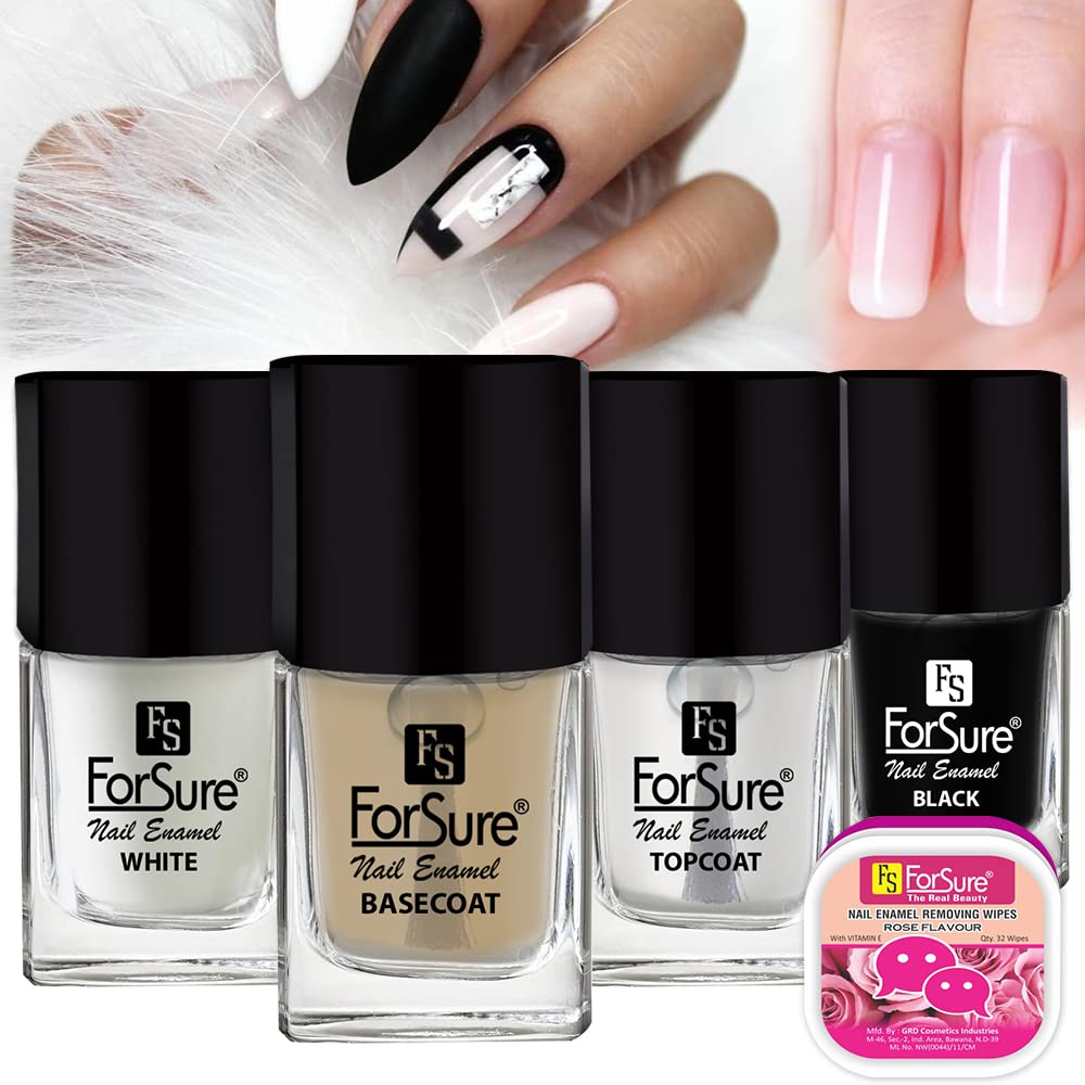 ForSure® 4-Piece Gel Nail Polish Set with Base & Top Coat - Quick Dry, Long-Lasting, Chip-Resistant Nail Color (5ml) - Perfect for Salon, Home Manicures & Special Occasions
