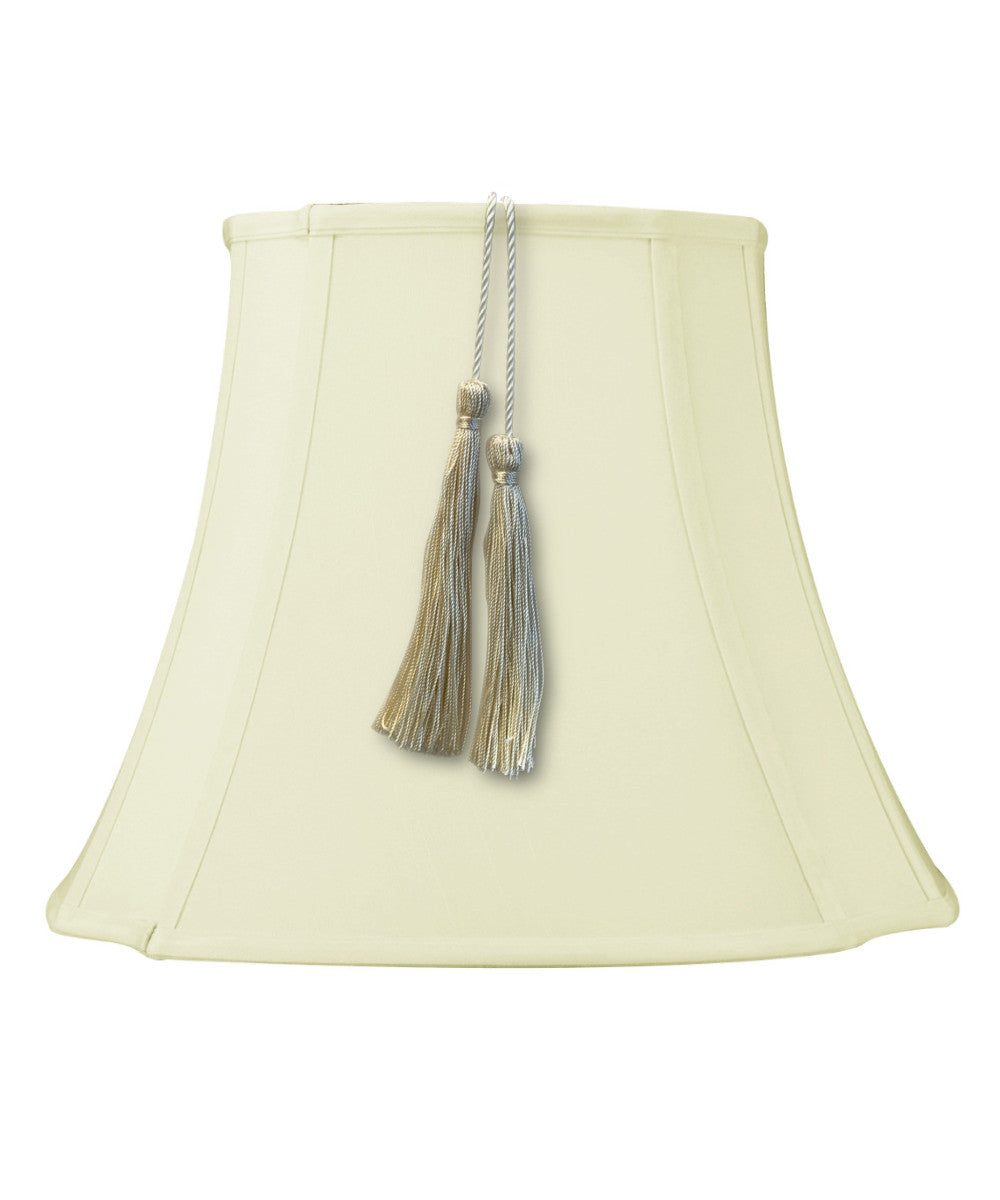 12W x 12H French Oval Piped Shantung Lamp Shade with Tassel in Eggshell - Perfect for Bedroom, Living Room & Dining Room Lighting Decor