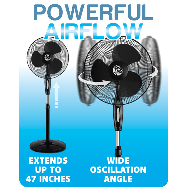 Whirlwind 16 Inch High Velocity Pedestal Fan - Powerful Cooling for Home, Office & Outdoor Use
