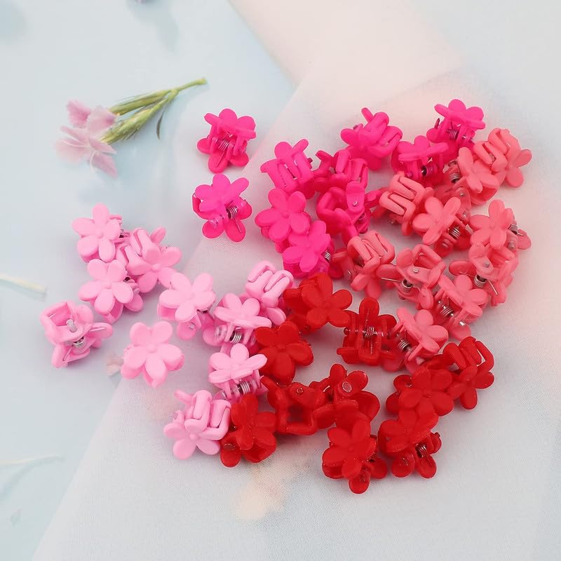 20 PCS Small Hair Clips for Girls & Women - Mini Flower Hair Claw Clips in 10 Colors - Cute Plastic Hair Accessories for School, Party, and Everyday Use