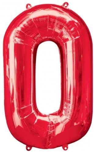 34 Inch Red Number 0 Foil Balloon - Perfect for Birthday Parties, Anniversaries & Celebrations