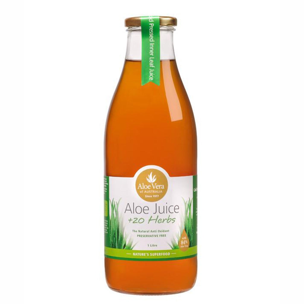 Pure Australian Aloe Vera Juice with 20 Herbs - Natural Digestive Support & Immune Boost - Perfect for Smoothies, Detox Drinks & Daily Wellness