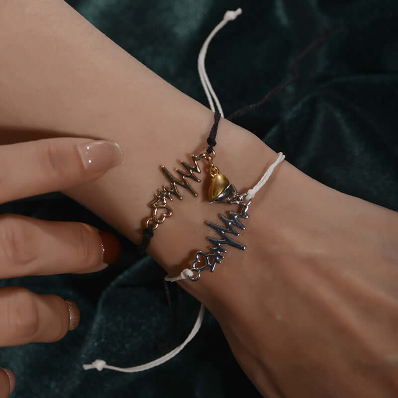 Magnetic Heartbeat Matching Bracelet SL0091 - Couple's Love Bracelet with Heartbeat Sync Technology for Romantic Gifts & Anniversaries | Perfect for Date Nights & Long Distance Relationships