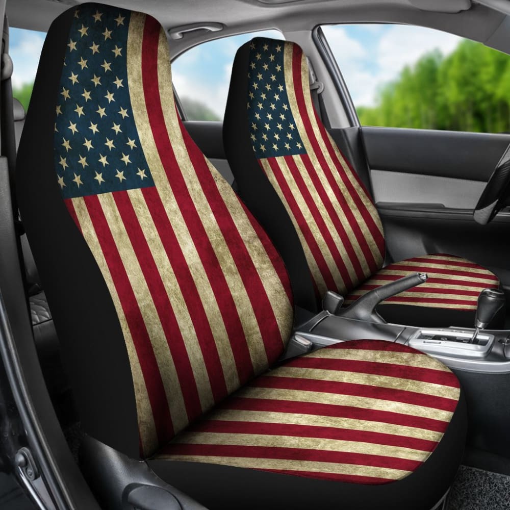 American Flag Car Seat Covers - Patriotic USA Design for Trucks & SUVs - Durable Front Seat Protectors for Road Trips & 4th of July Decor
