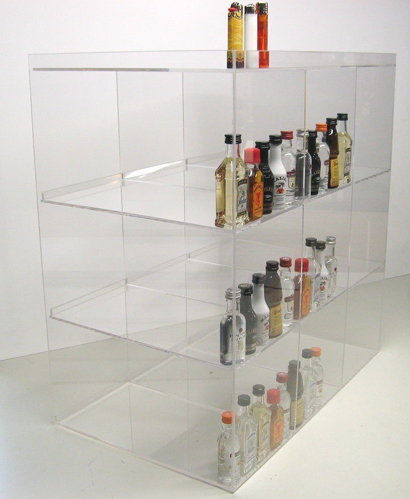 50ml Mini Liquor Sampler Bottles - Clear Commercial Display for Shots, Airplane Bottles & POS Items - Perfect for Bars, Restaurants & Retail Stores