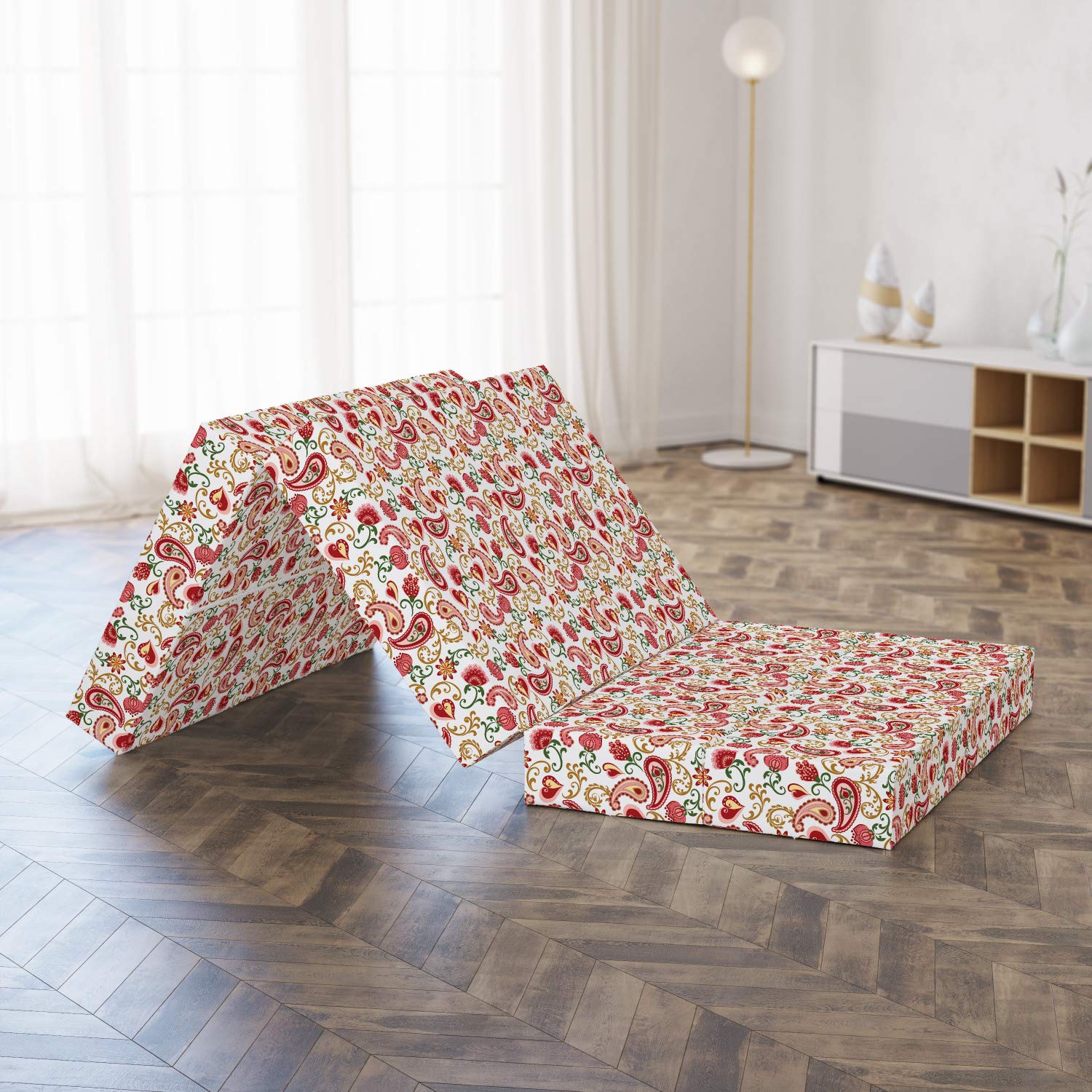 Ambesonne Paisley Foldable Mattress - Rose Motif Design, 74.8