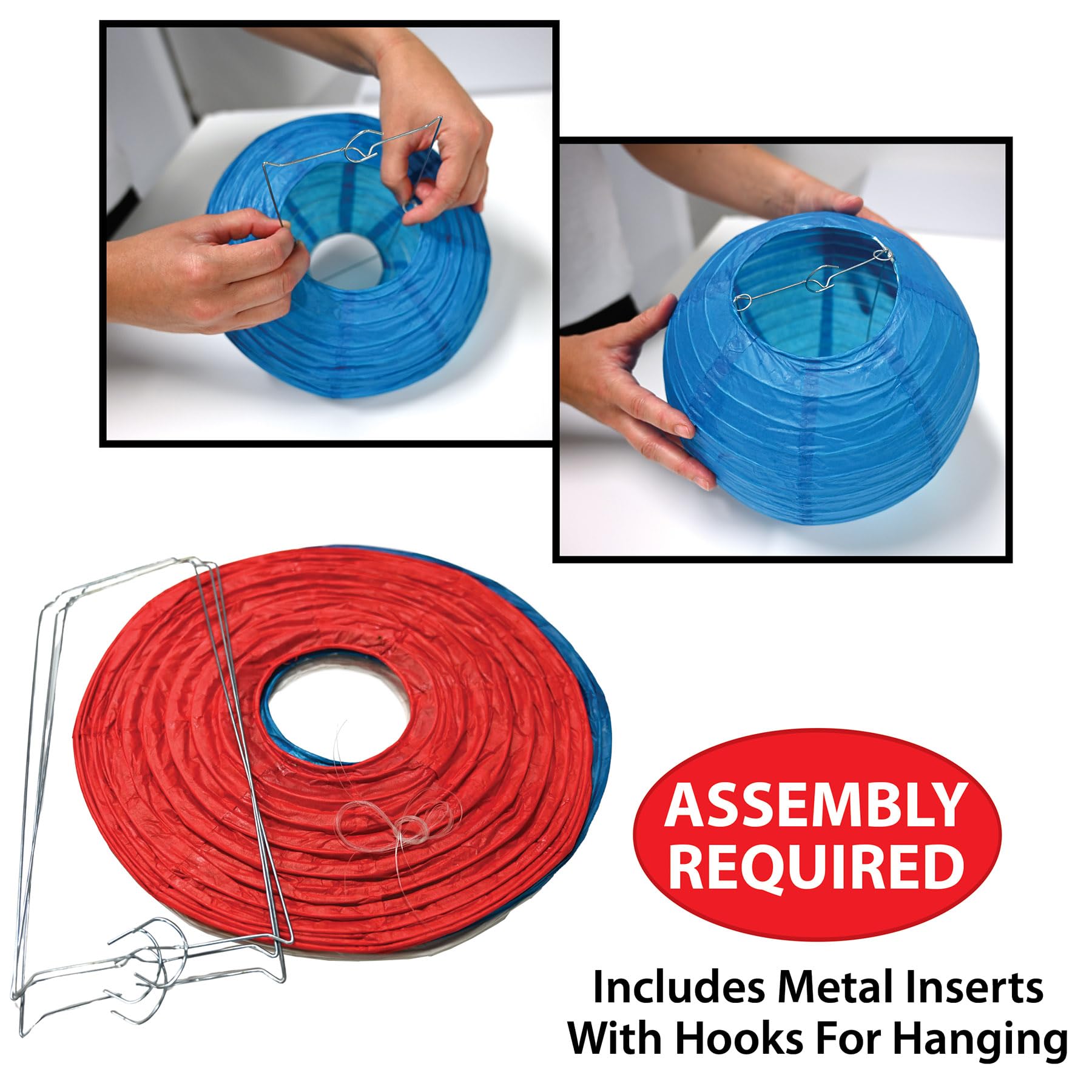 Beistle Red White & Blue Paper Lanterns - Patriotic Party Decorations for 4th of July, Memorial Day & Labor Day Celebrations