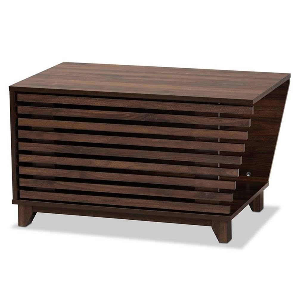 Baxton Studio Eckhart Modern Walnut Brown Wood Cat Litter Box Cover - Stylish Furniture for Home, Living Room, Bedroom & Bathroom - Discreet Pet Litter Solution for Small Spaces