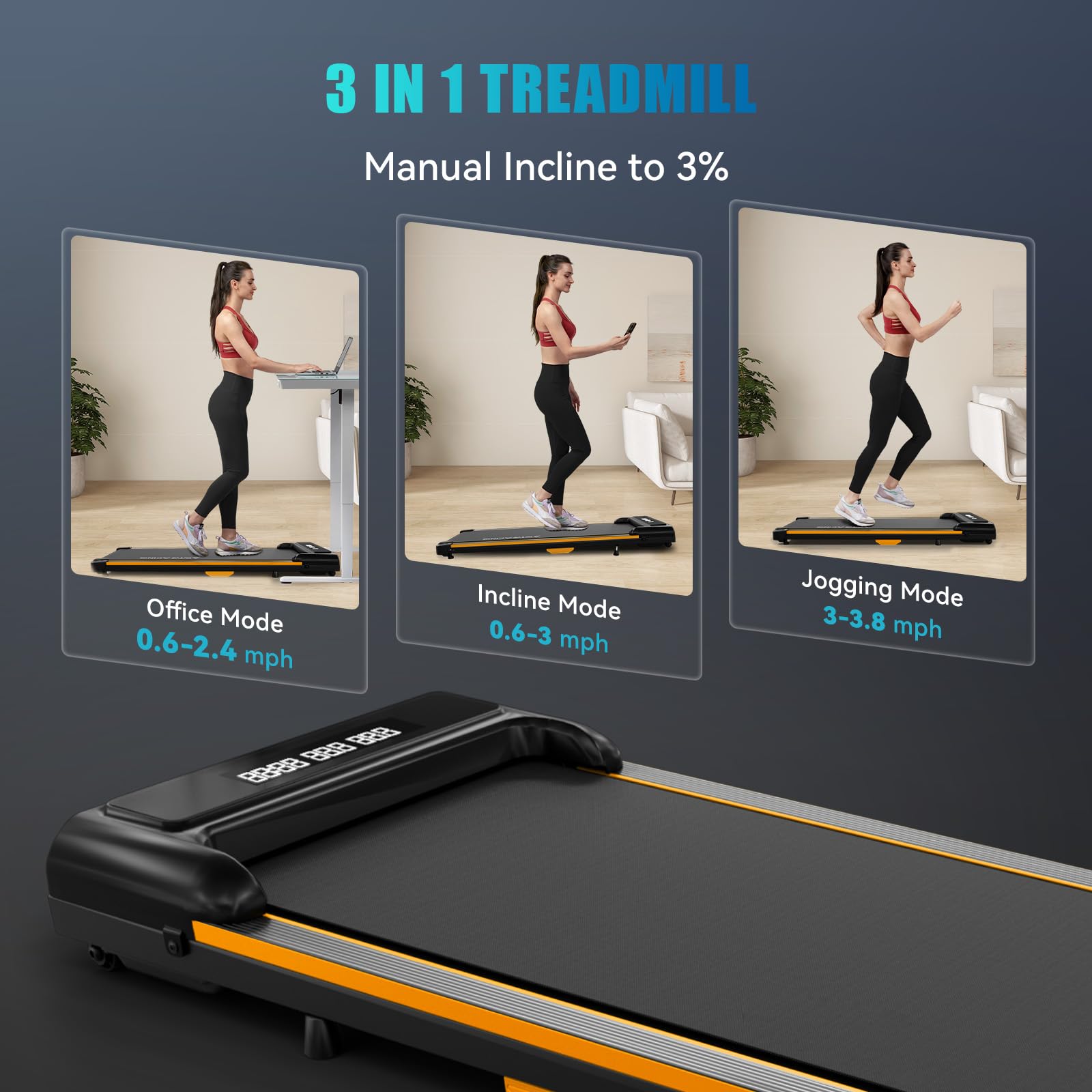 GTRACING Under Desk Treadmill - 3-in-1 Portable Walking & Jogging Machine with Remote Control & LCD Display for Home Office Workouts | Compact Treadmill for Walking While Working, Exercising at Home, or Small Space Fitness