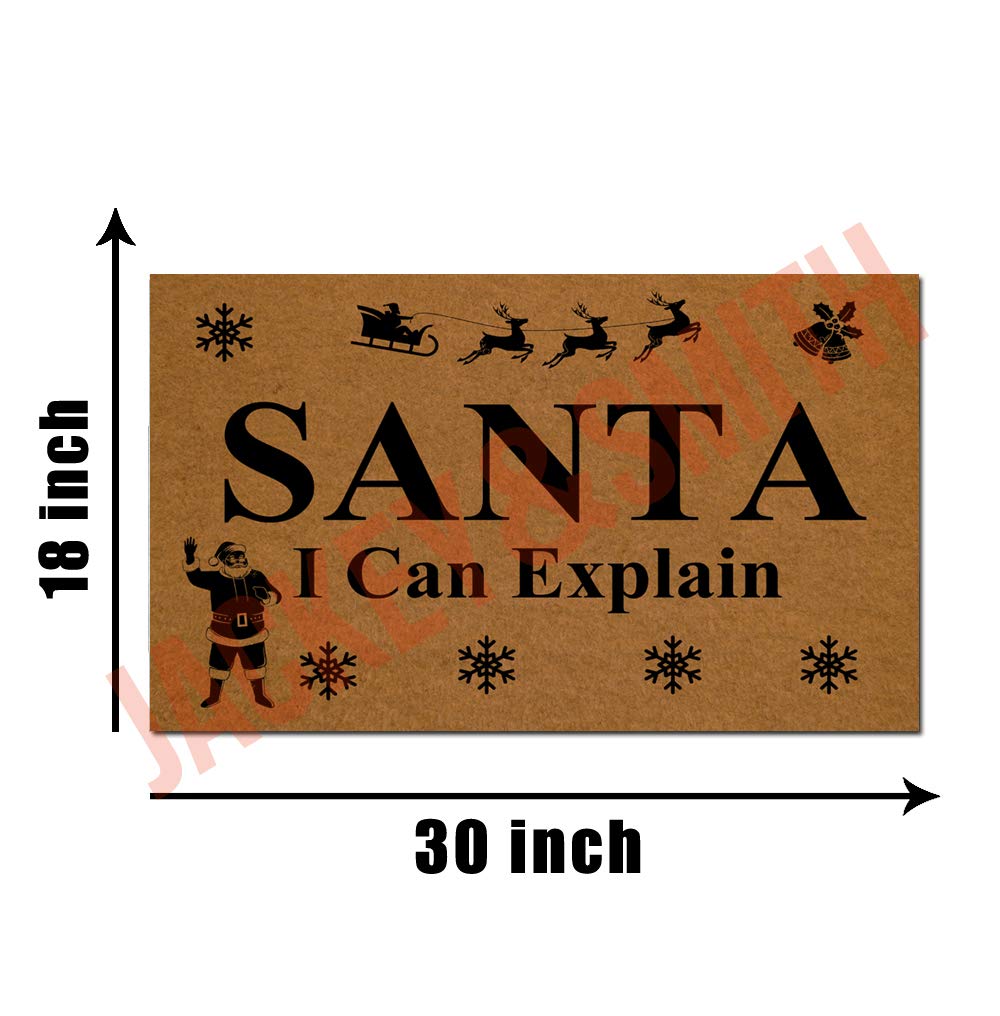Funny Santa Doormat - 'I Can Explain' Non-Slip Front Door Mat, 30x18 Inch Felt Fabric Entrance Rug for Home, Porch & Balcony - Perfect Holiday Gift & Christmas Decoration