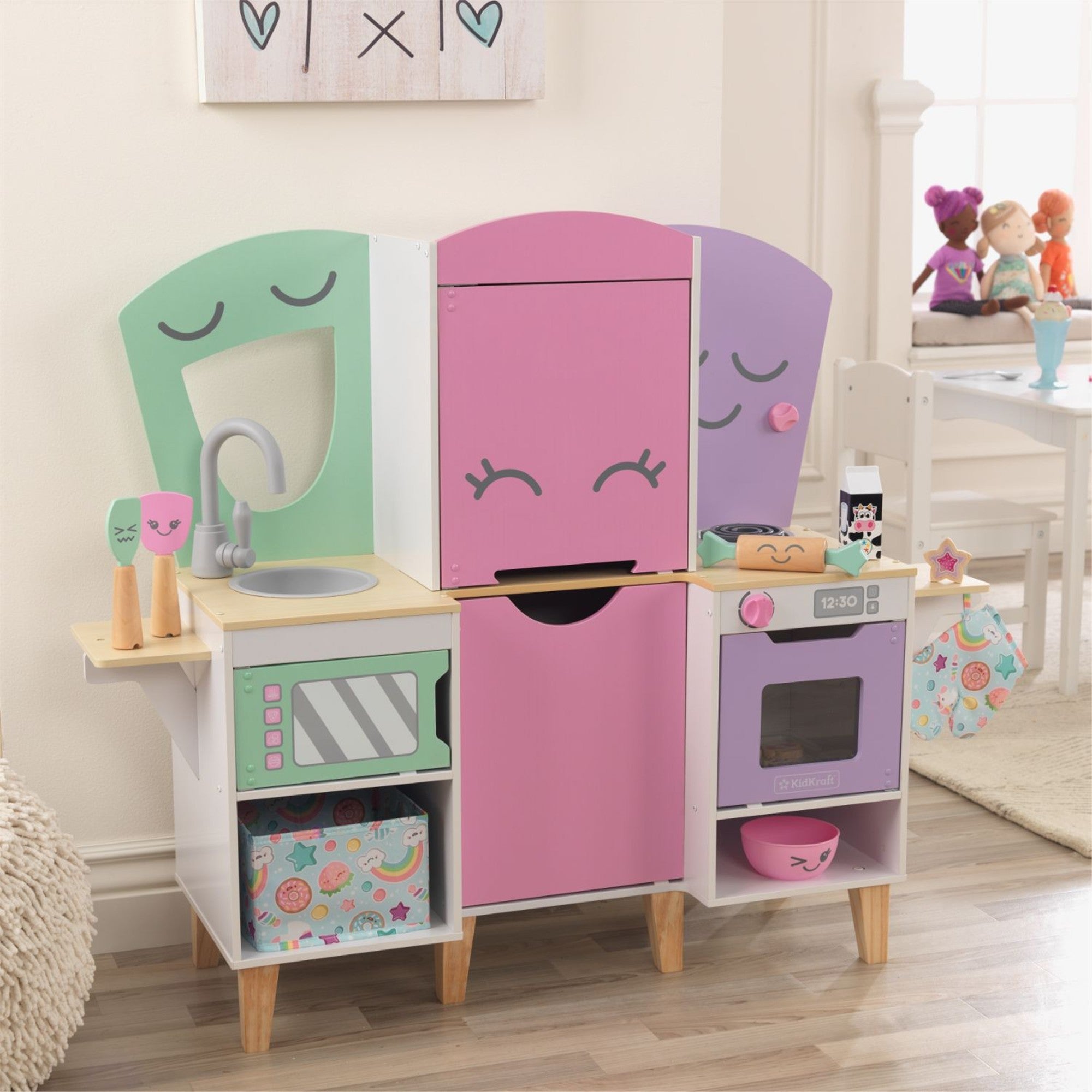 KidKraft Lil' Friends Play Kitchen - Wooden Pretend Play Toy for Toddlers & Kids - Perfect for Imaginative Cooking & Role Play Games in Playroom or Bedroom