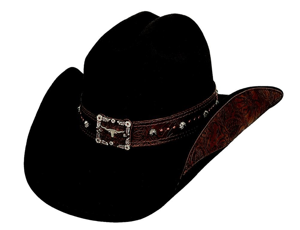 Bullhide Hats Great Divide Premium Felt Western Cowboy Hat with Tooled Leather Hatband for Men - Perfect for Rodeo, Country Music Festivals & Western Style Outfits