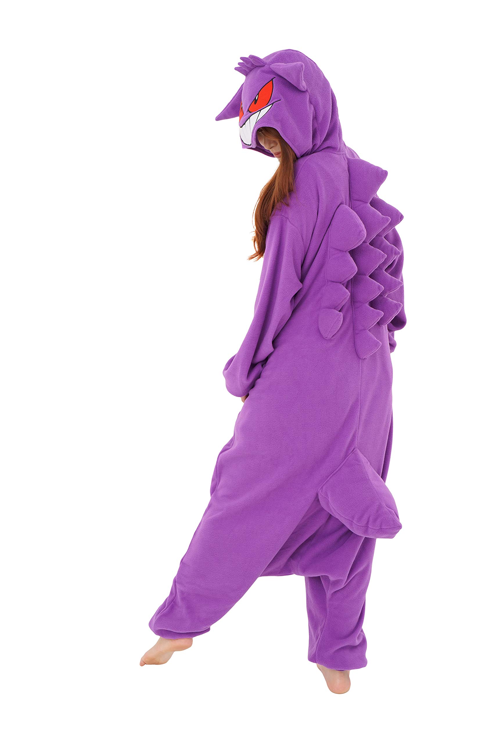 SAZAC Gengar Kigurumi - Premium Adult Pokemon Onesie Pajamas - Soft & Comfortable Halloween Costume for Men & Women - Machine Washable Loungewear - Perfect for Cosplay, Sleepwear & Anime Conventions