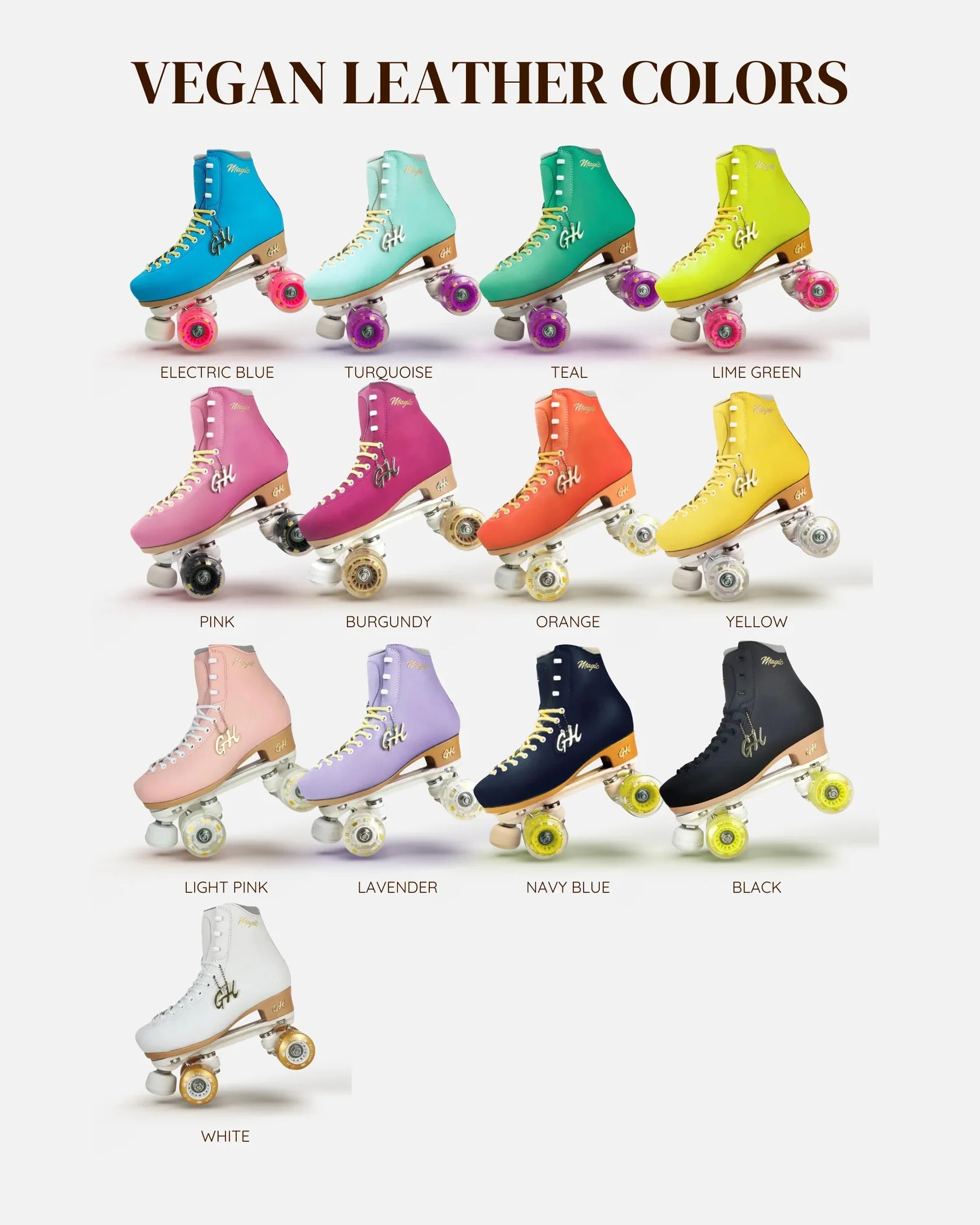 GH Street Magic Quad Roller Skates - Color Jam Style for Adults & Teens - Perfect for Outdoor Skating, Rink Roller Derby & Retro Disco Parties