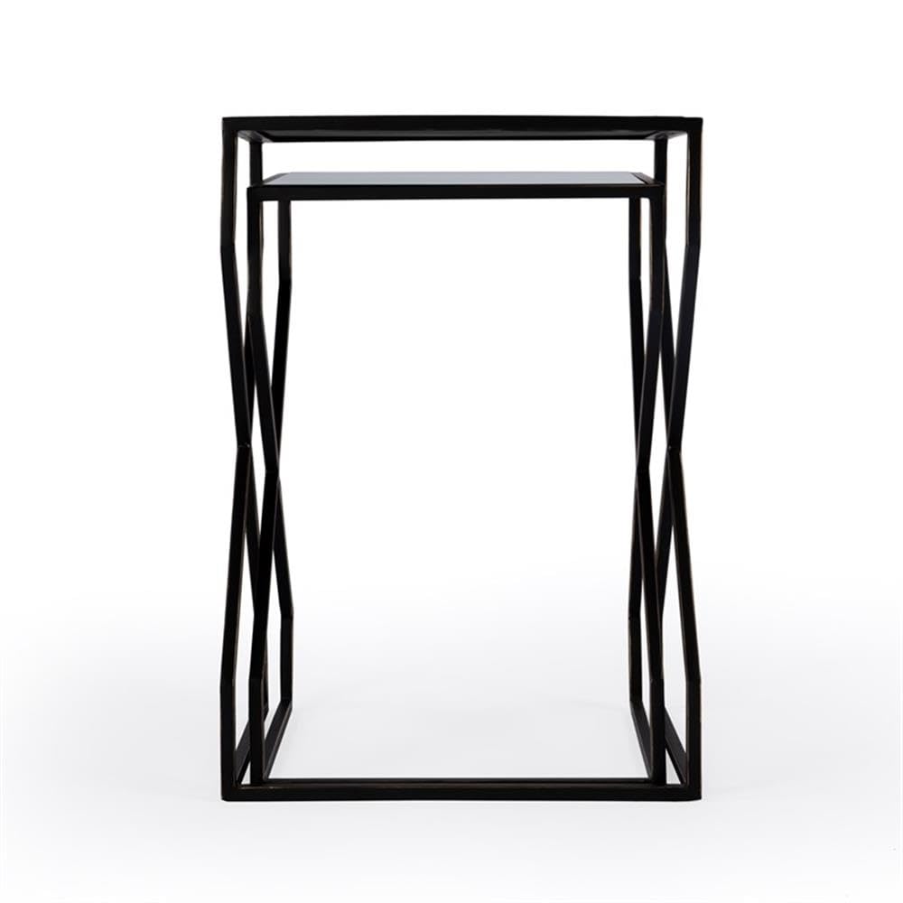 Modern Mirrored Iron Nesting Coffee Tables - Set of 3 Stackable Side Tables for Living Room, Bedroom & Office - Space Saving Accent Tables with Reflective Surface