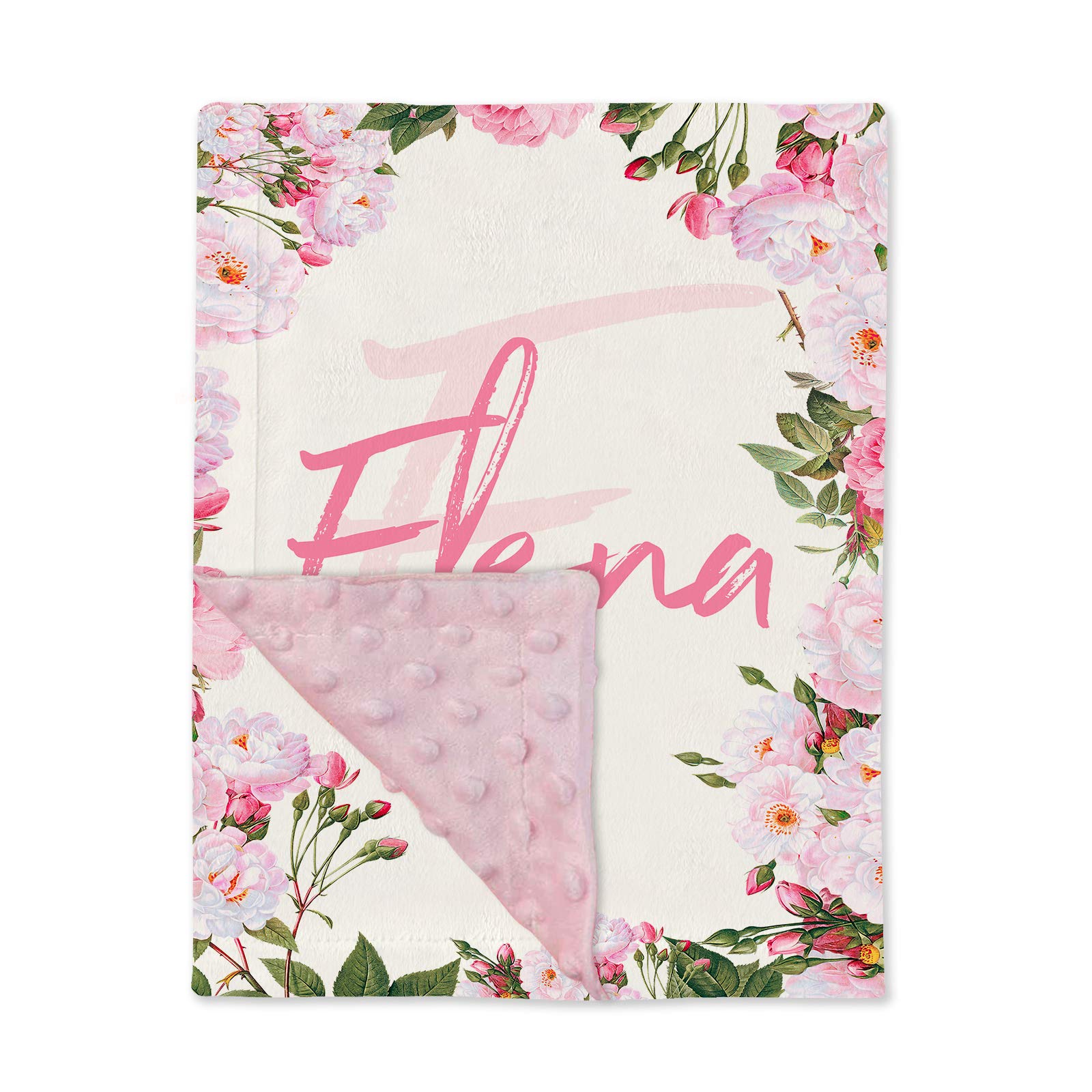 Personalized Pink Flower Baby Blanket for Girls - Nursery & Gift