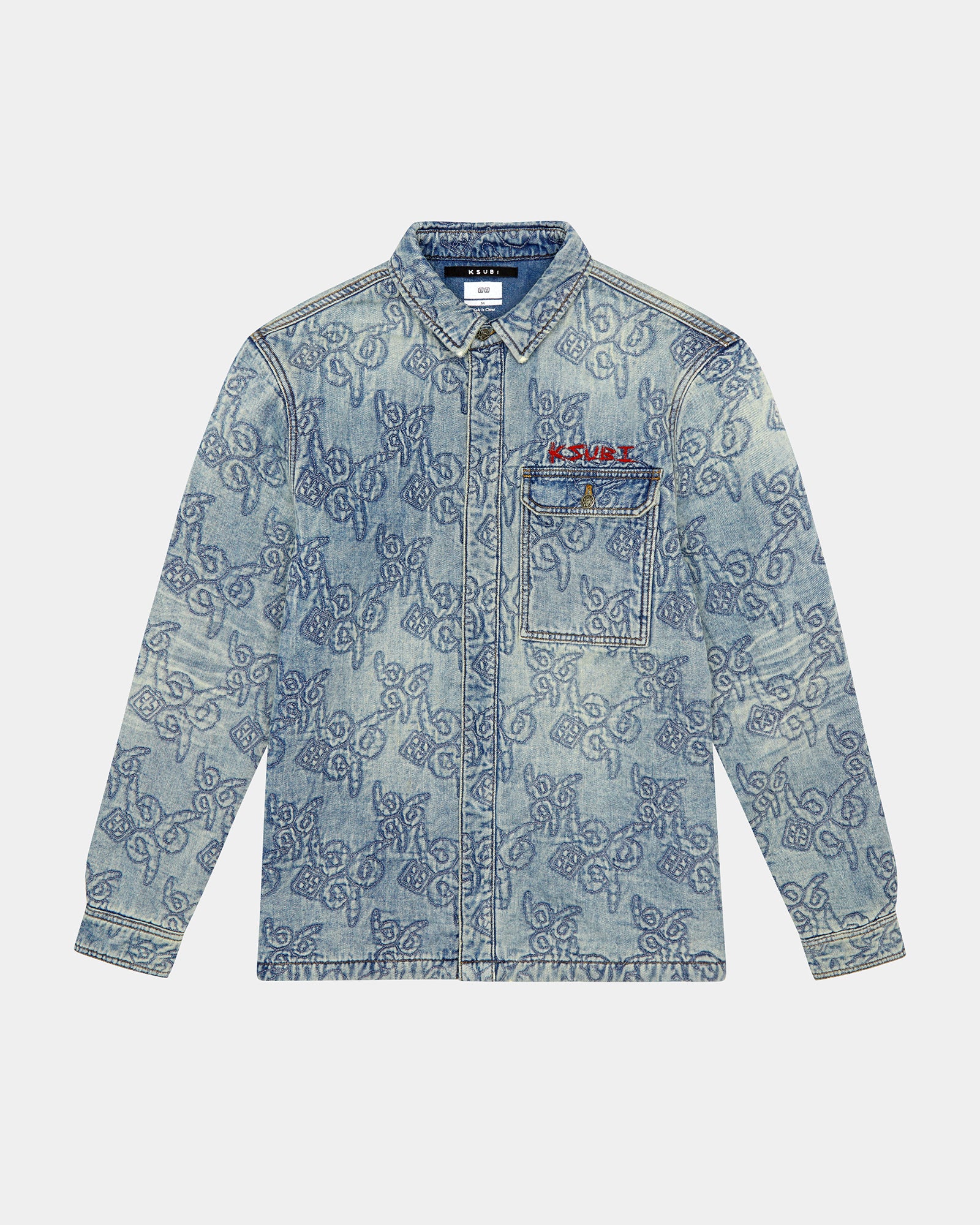 Quilted Long Sleeve Shirt for Men - K9 Stoned Print - Stylish Casual Wear for Outdoor Adventures & Street Fashion