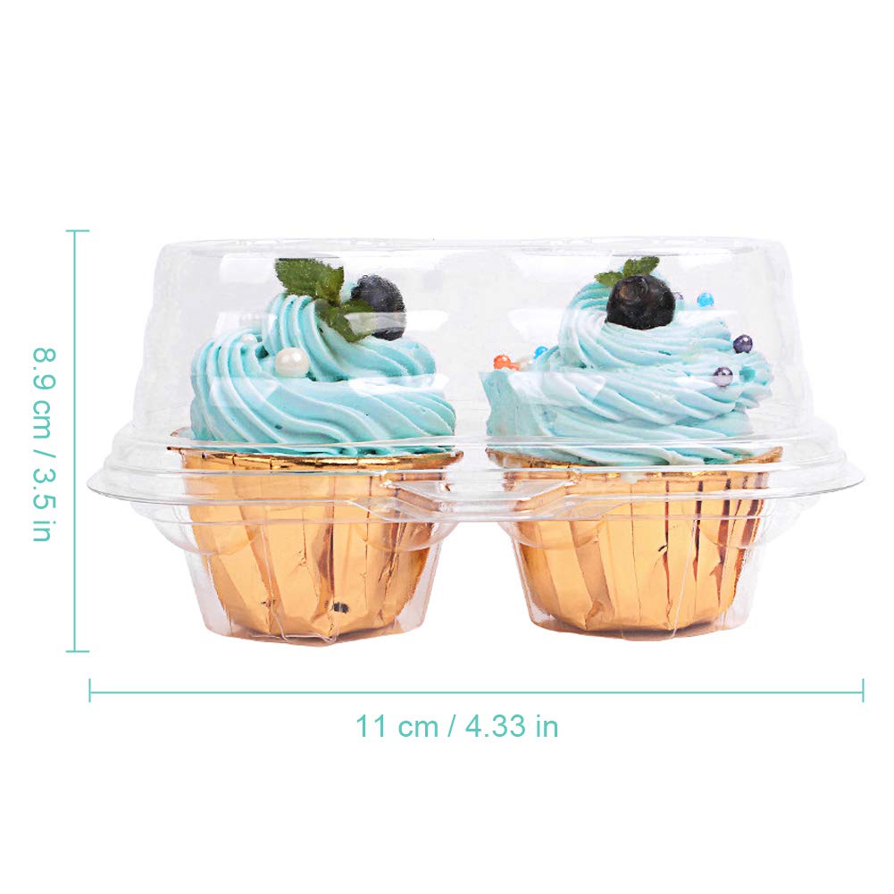 30 Pack Clear Plastic Cupcake Boxes with 2 Compartments - Stackable Disposable Bakery Containers for Cupcakes, Muffins, Cookies & Desserts - Perfect for Parties, Events & Bakery Storage