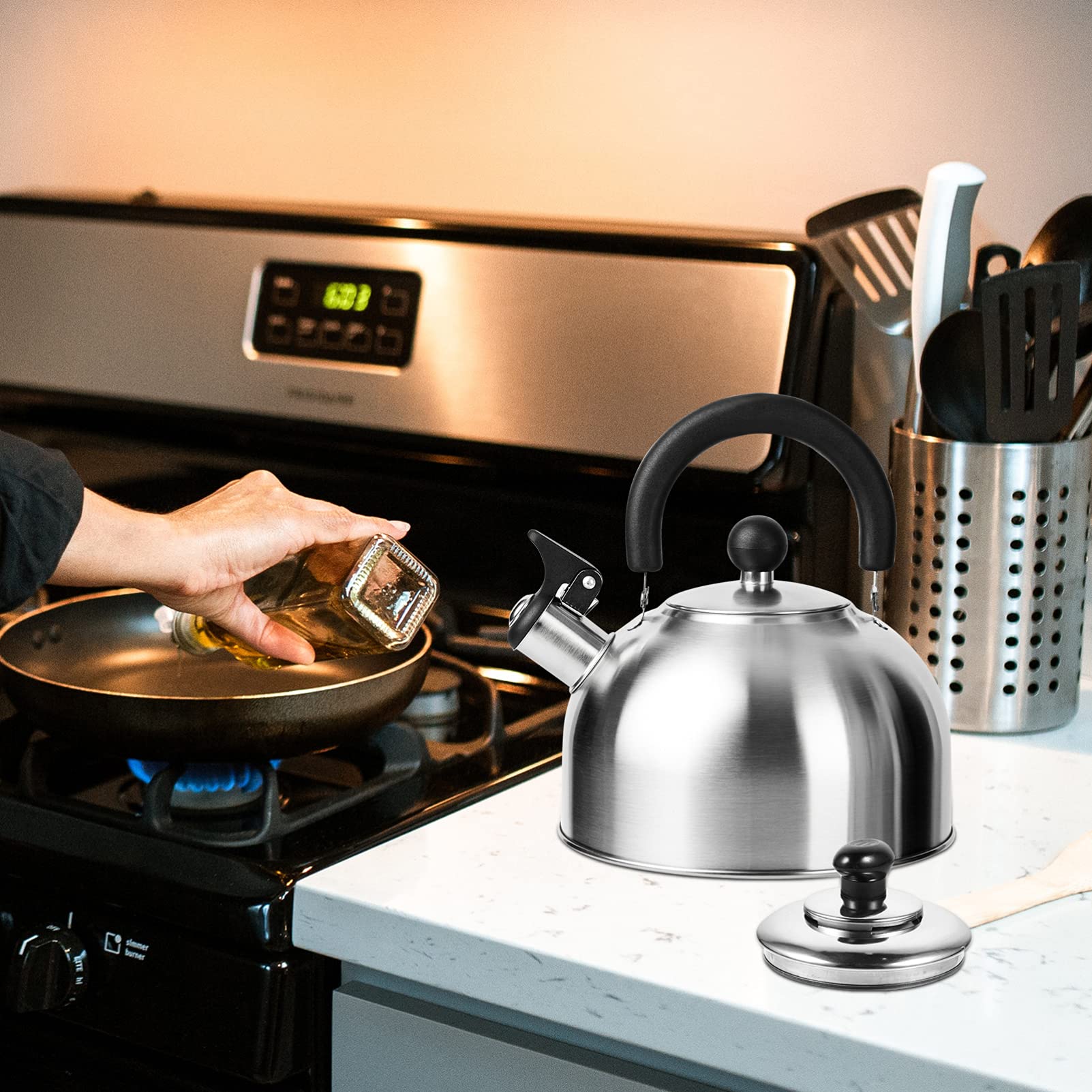 Stainless Steel Replacement Lid for Whistle Tea Kettle - Durable Teapot Cover Accessory | Perfect for Kitchen, Camping & Home Brewing