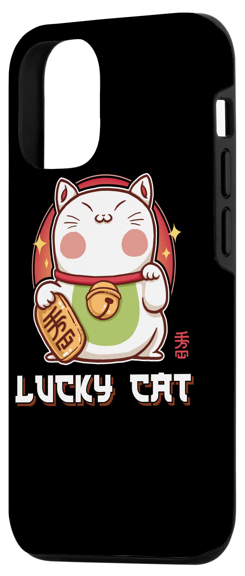 iPhone 12/12 Pro Lucky Maneki Neko Waving Cat Case - Cute Anime Phone Cover for Good Fortune & Protection | Perfect for Anime Fans & Japanese Culture Lovers