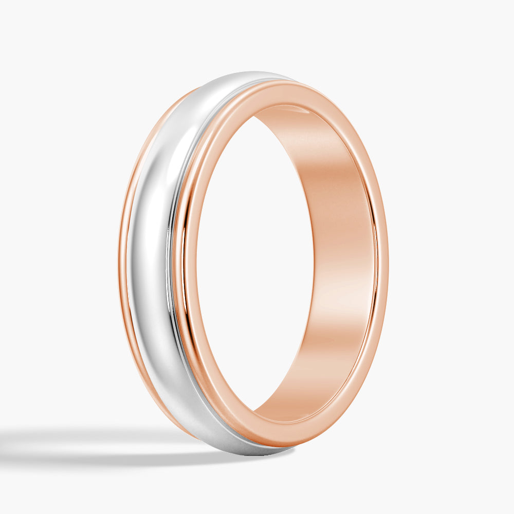 6mm Minimalist Two-Tone Men's Wedding Band in Tungsten & Gold - Comfort Fit Ring for Grooms, Anniversary & Everyday Wear