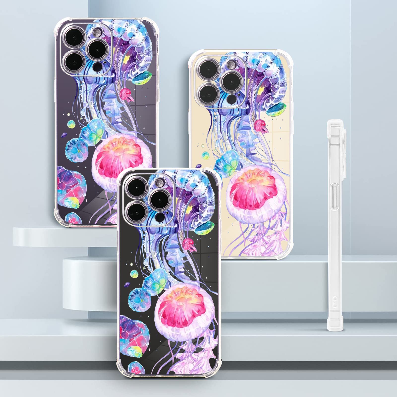 Premium Purple Jellyfish Design TPU Protective Case for iPhone 12 Pro Max (6.7