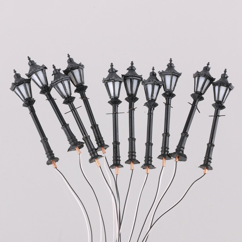 10PCS 1:150 Scale LED Courtyard Street Lamps for Model Railway & Train Sets - Perfect for Miniature City Scenes, Dioramas and Landscape Displays