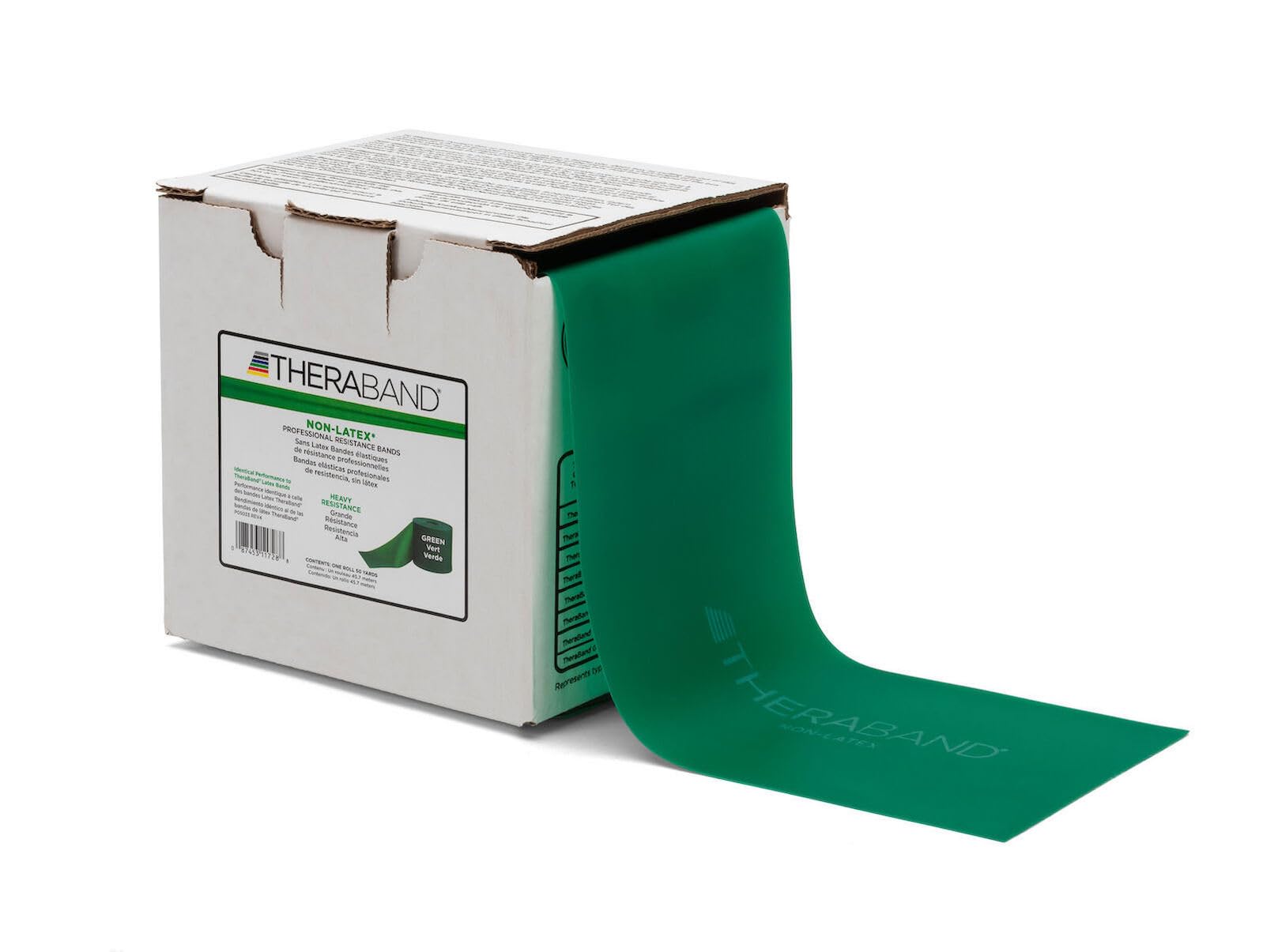 THERABAND Resistance Band 50 Yard Roll - Heavy Green Non-Latex Professional Exercise Bands for Strength Training, Physical Therapy, Pilates & Rehab - Level 4 (Dispenser Box Included) - Perfect for Home Gym, Physical Therapy Clinics & Fitness Studios