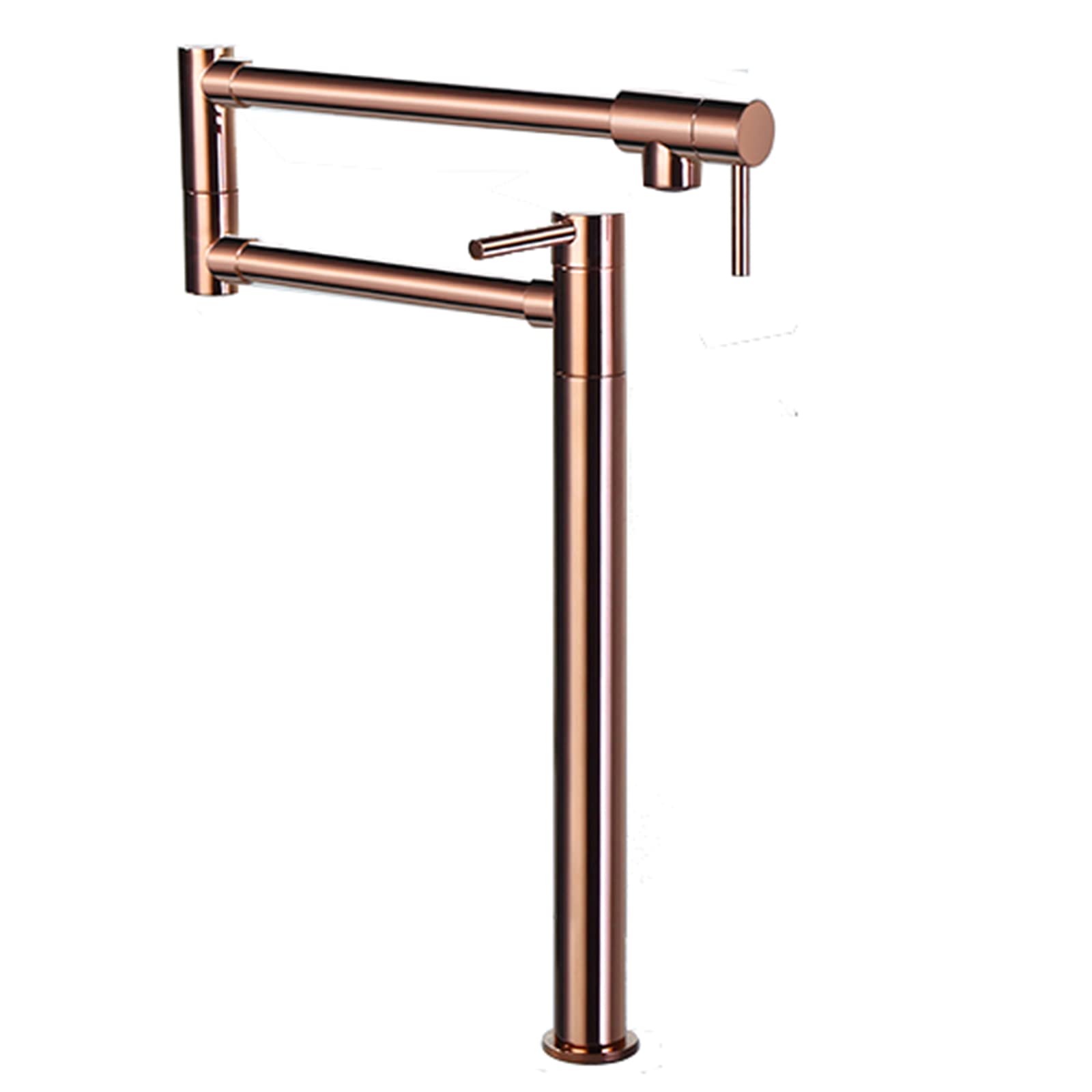 Rose Gold Wall Mounted Pot Filler Faucet - Brass Folding Stretchable Kitchen Sink Faucet with Double Joint Swing Arm & 2 Handles | Perfect for Filling Large Pots, Pasta Cookers & Stockpots in Modern Kitchens