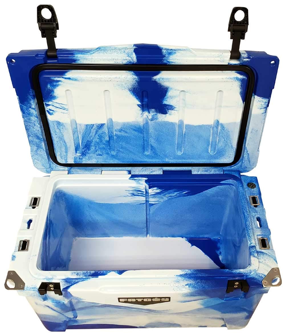 Fatboy 45 Quart Roto Molded Hard Sided Cooler - Heavy Duty Ice Chest for Camping, Fishing & Outdoor Adventures (Marine Camo)