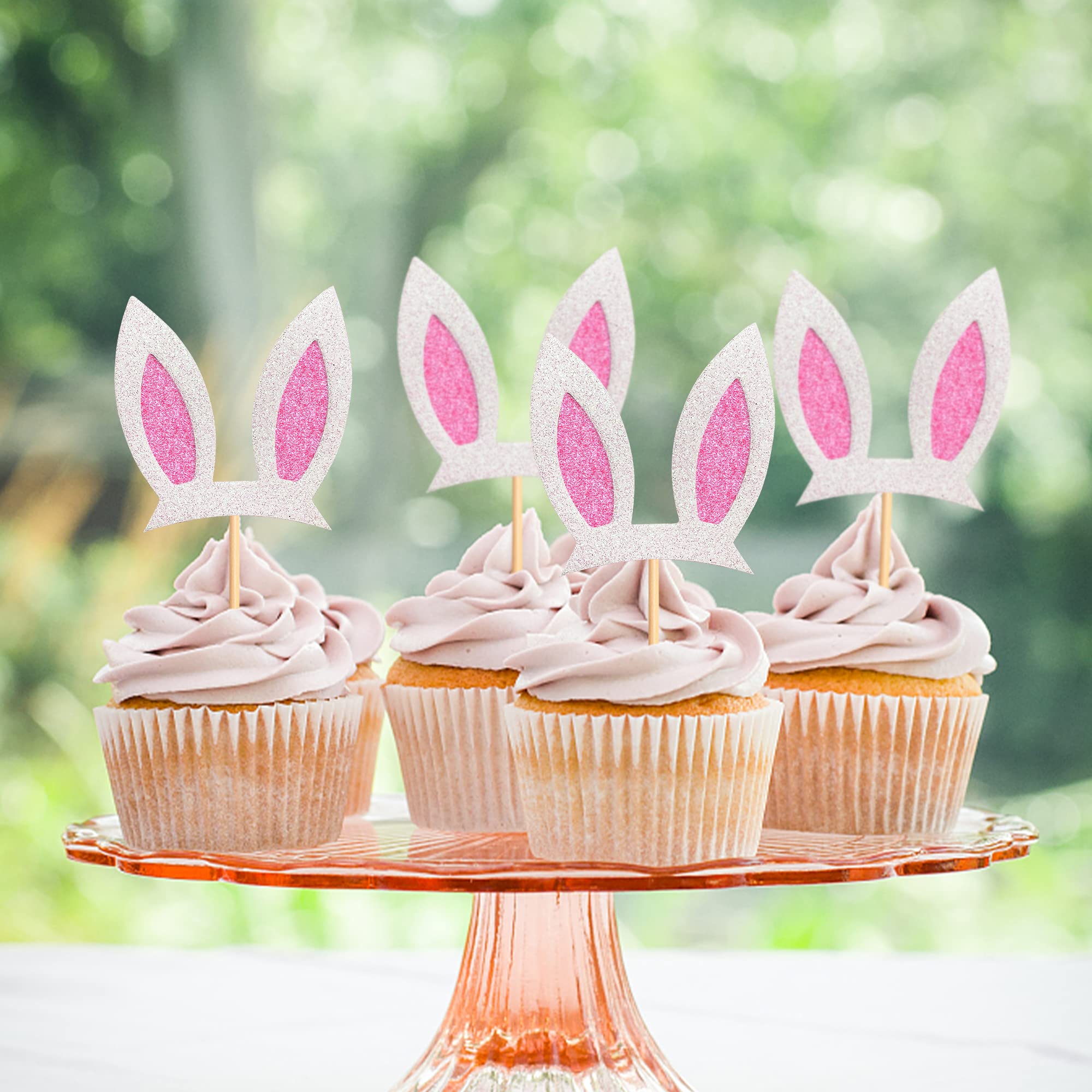 30 PCS Easter Bunny Cupcake Toppers - Rabbit & Egg Cake Decorations for Easter Party (Brown/White) | Perfect for Easter Desserts, Cupcake Decorating, and Holiday Baking Supplies