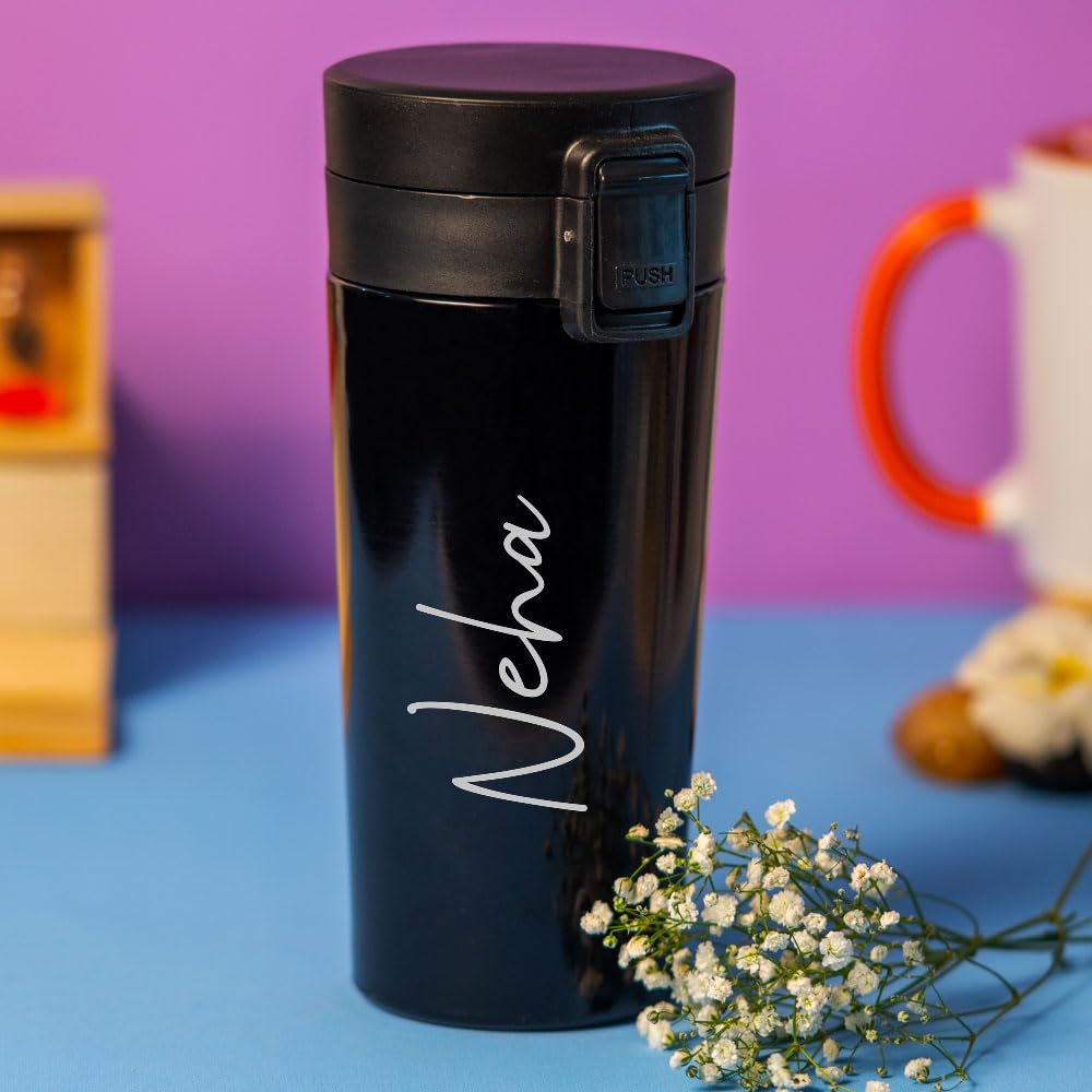 Love Craft Gifts Stainless Steel Insulated Coffee Mug & Water Bottle - 20oz Double Wall Vacuum Insulated, Leak Proof, Modern Design (Black) - Perfect for Office, Travel, Gym & Outdoor Activities