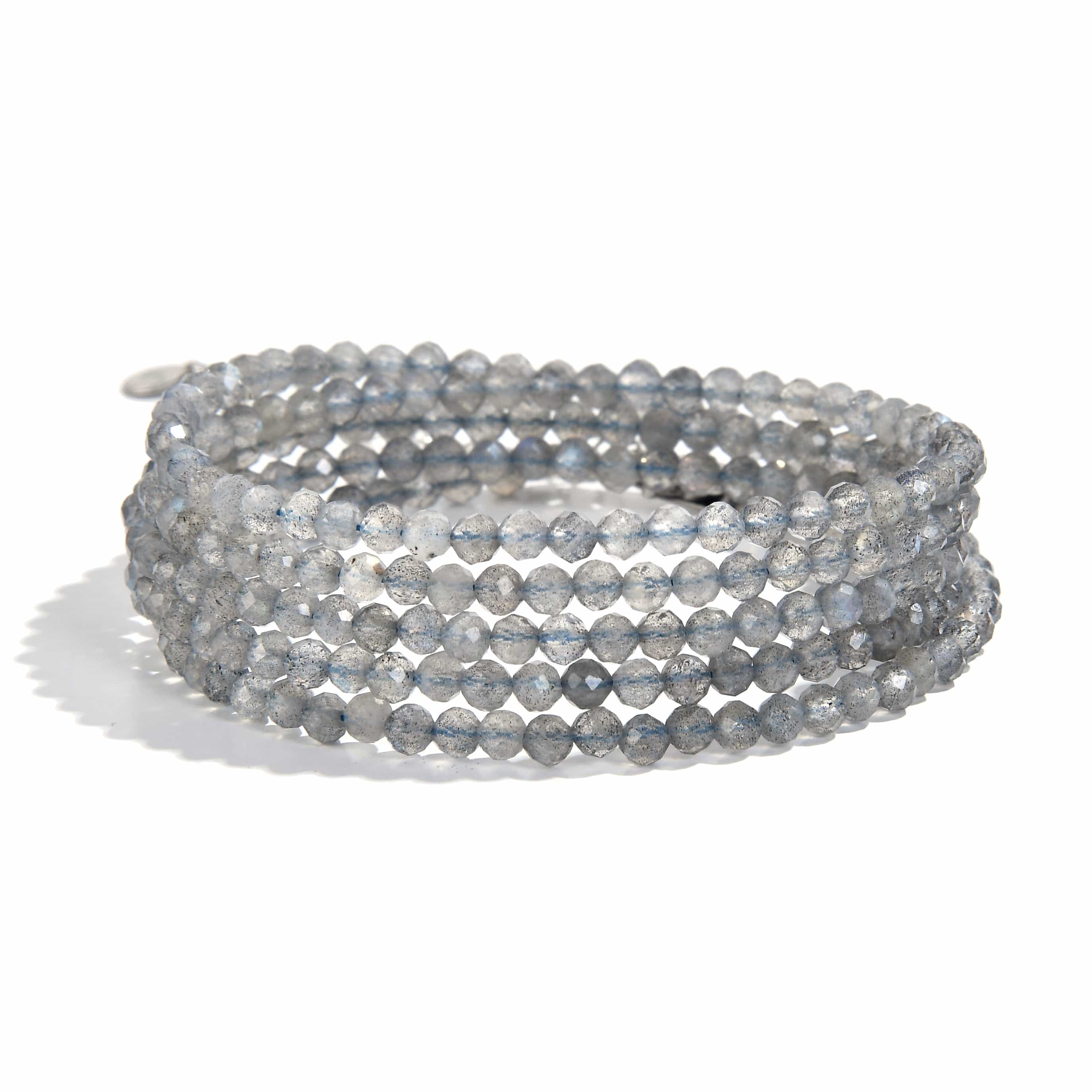 3mm Labradorite Faceted 31 Necklace & Multi Wrap Bracelet Set - Healing Crystal Jewelry for Women, Boho Style Wrap Bracelet & Pendant Necklace - Perfect for Meditation, Yoga & Spiritual Gifts